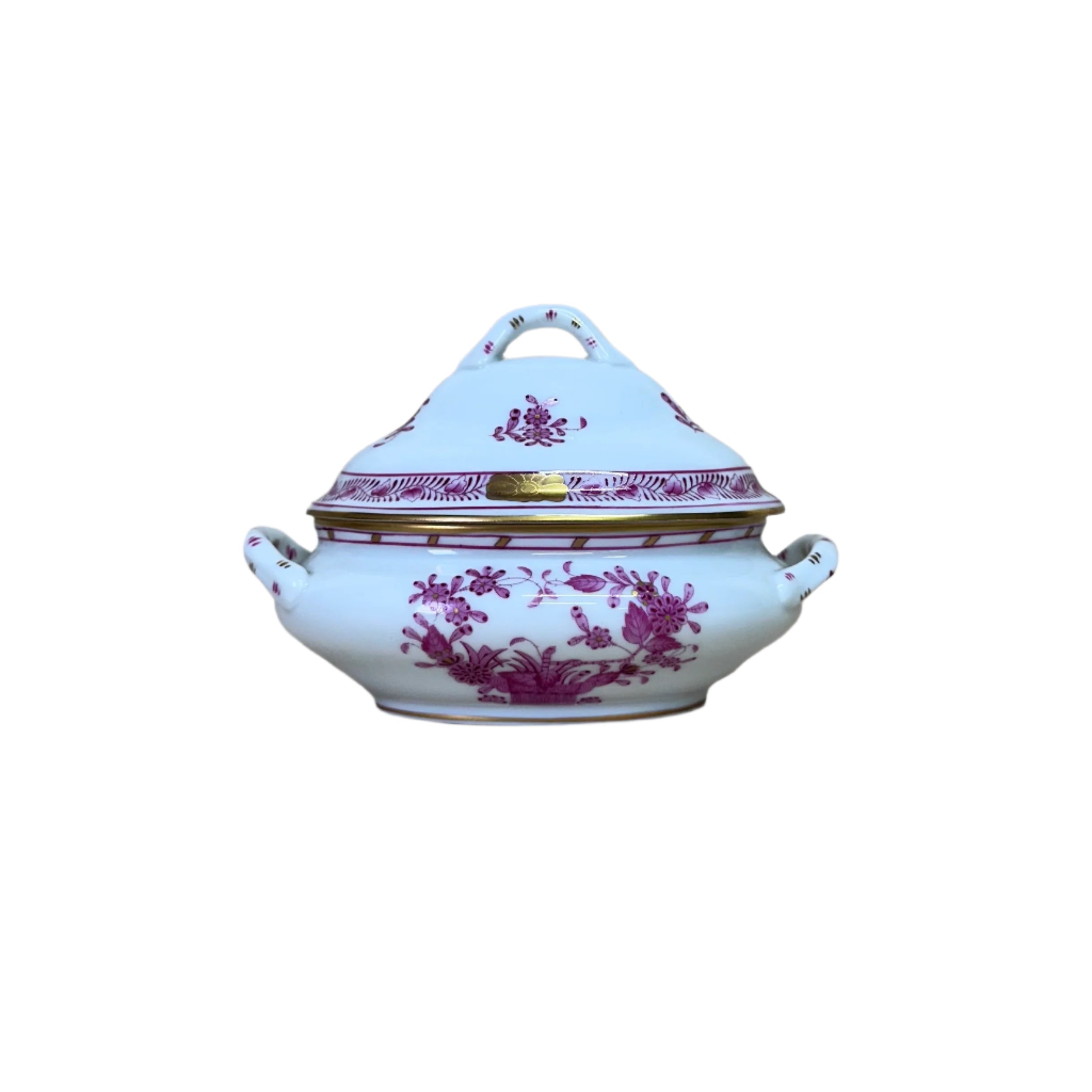 Herend Porcelain Indian Basket Raspberry Mini Tureen 6017 P