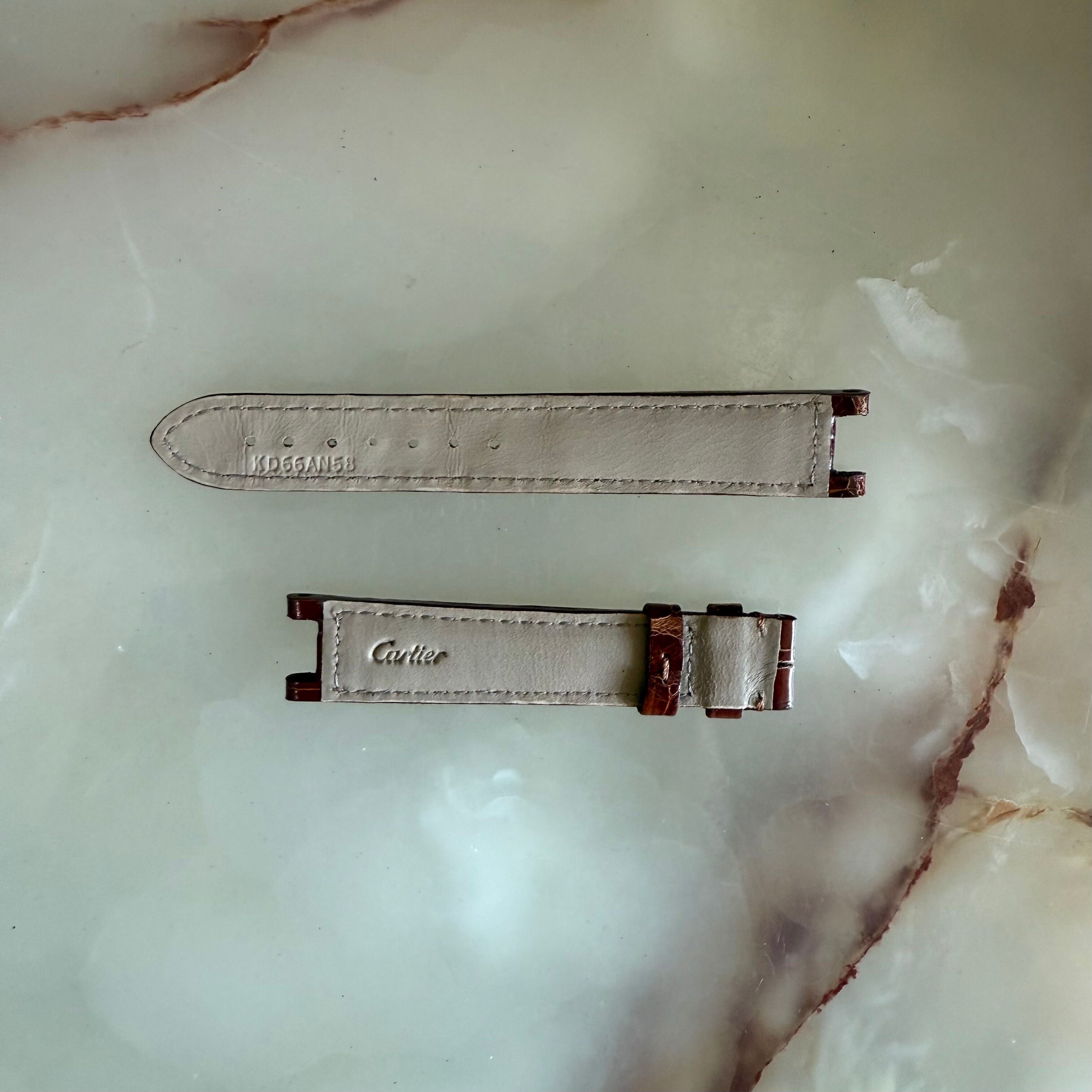 Authentic Cartier Pasha Brown Alligator Watch Strap Band 15.5mm KD66AN58