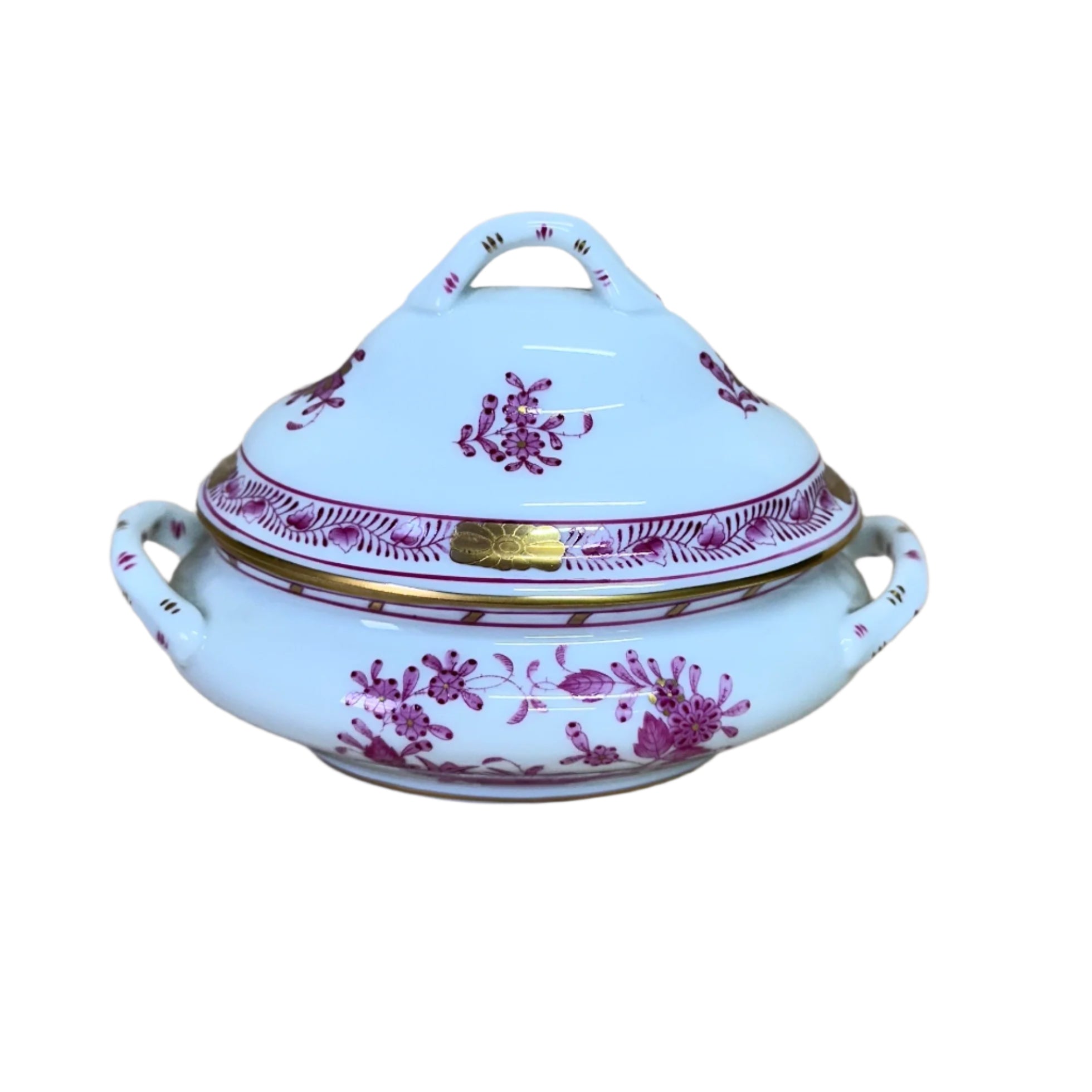 Herend Porcelain Indian Basket Raspberry Mini Tureen 6017 P