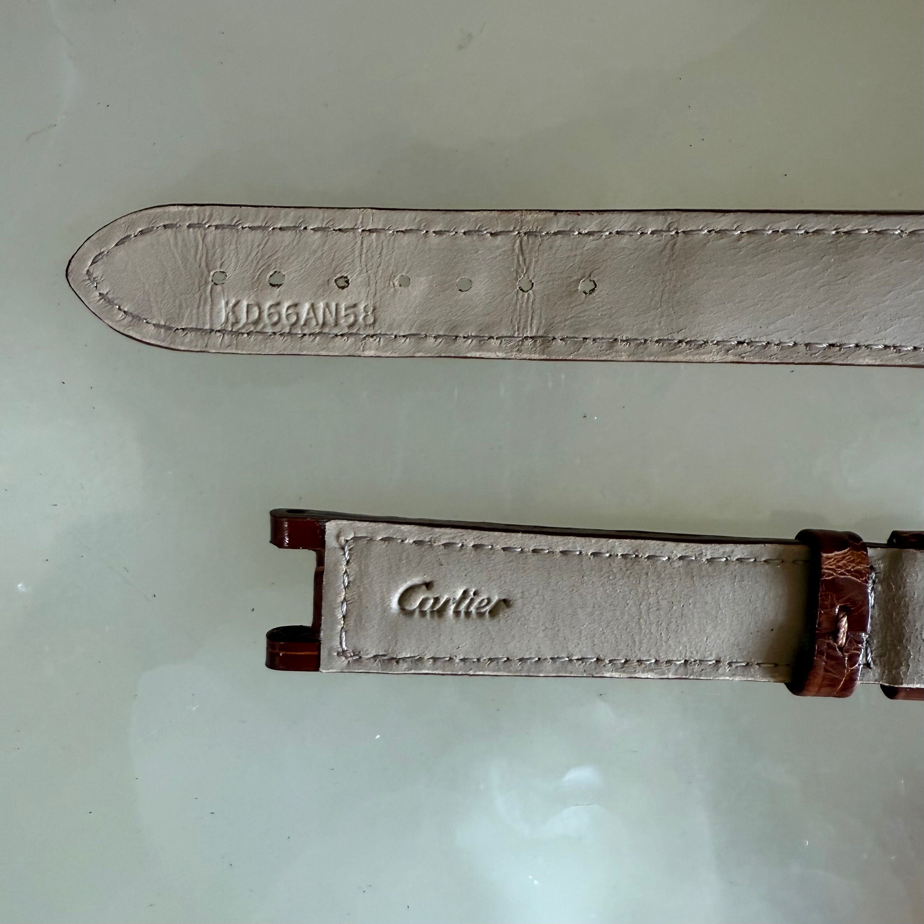 Authentic Cartier Pasha Brown Alligator Watch Strap Band 15.5mm KD66AN58