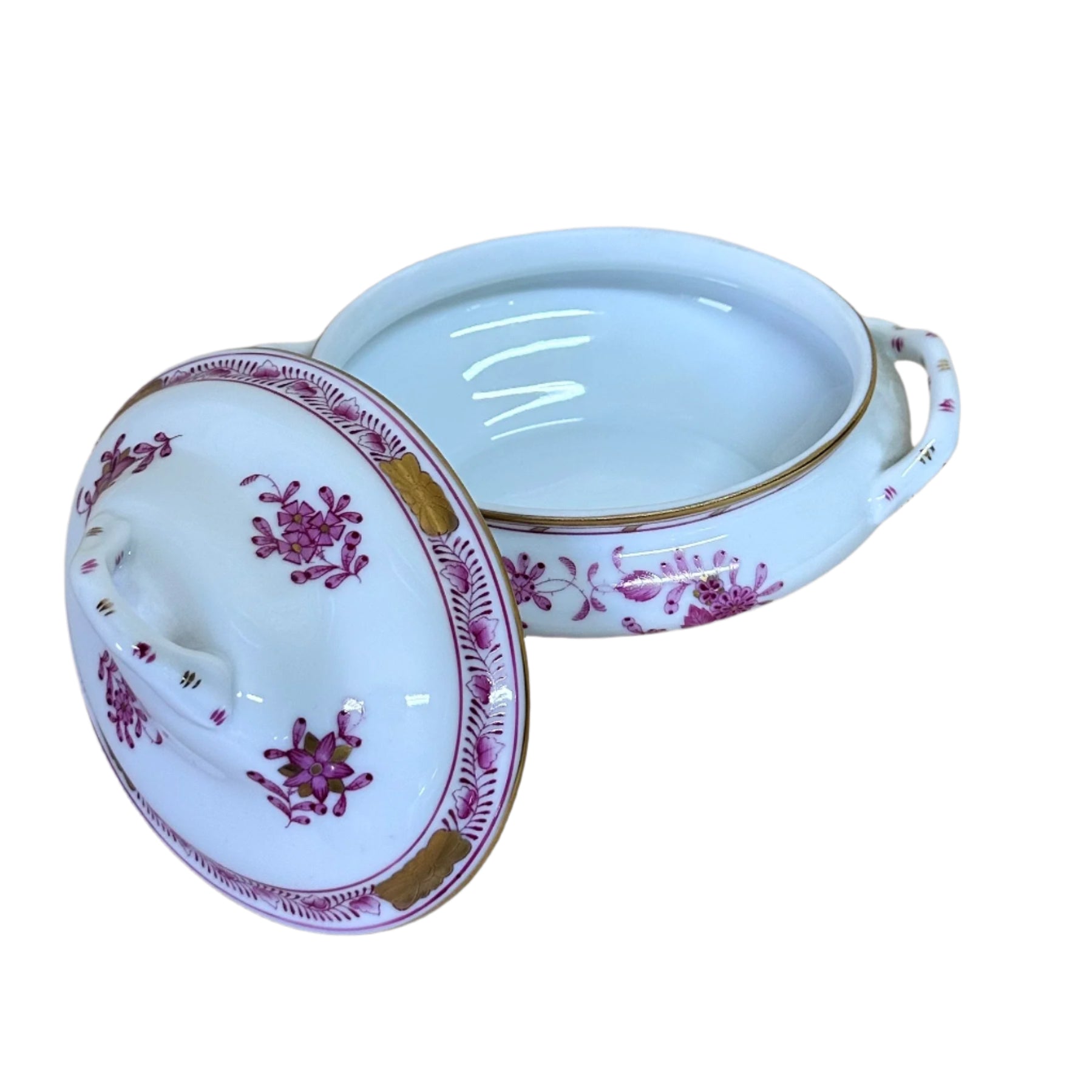 Herend Porcelain Indian Basket Raspberry Mini Tureen 6017 P