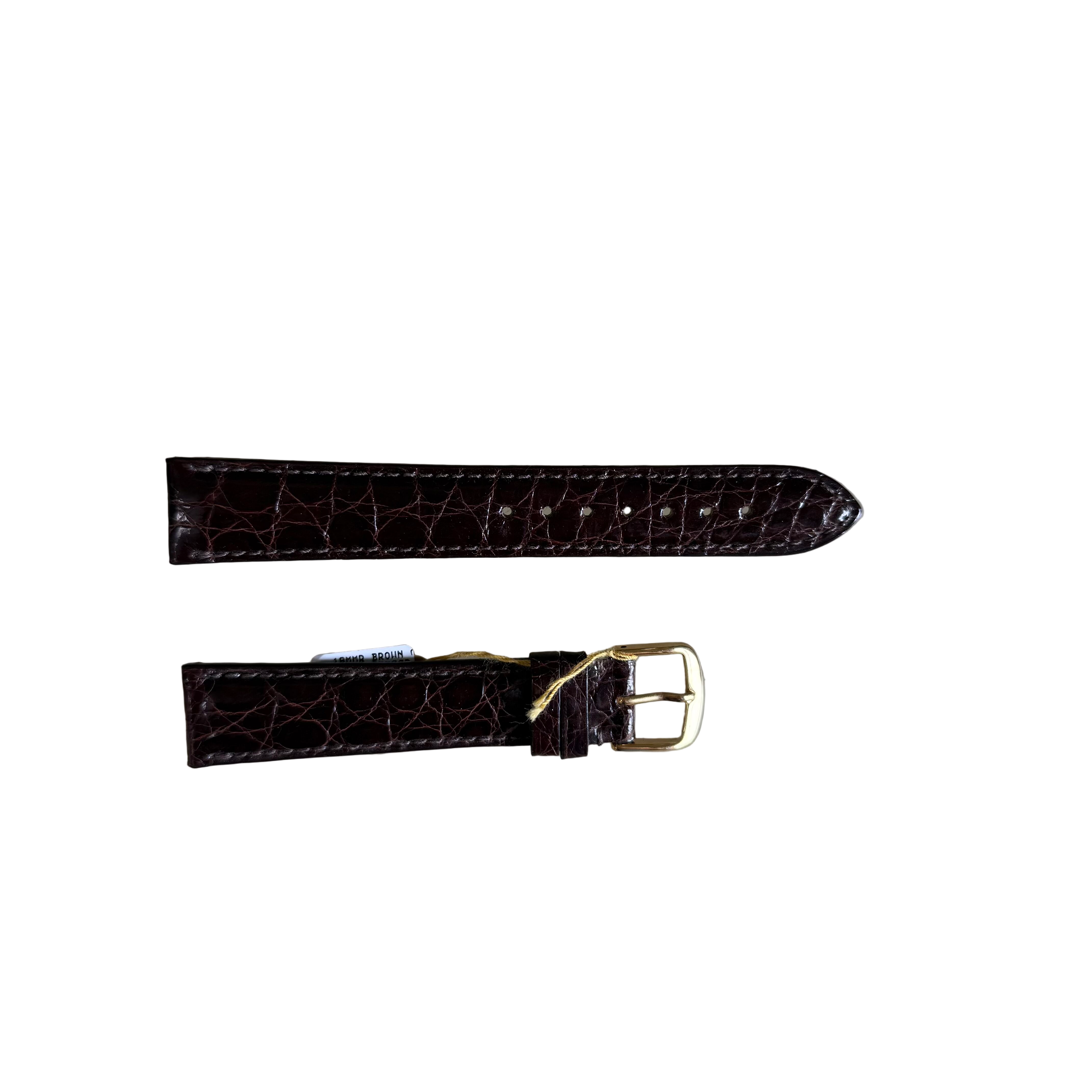 Genuine Crocodile Brown Watch Strap Band 18mm Padded & Stitched w Buckle