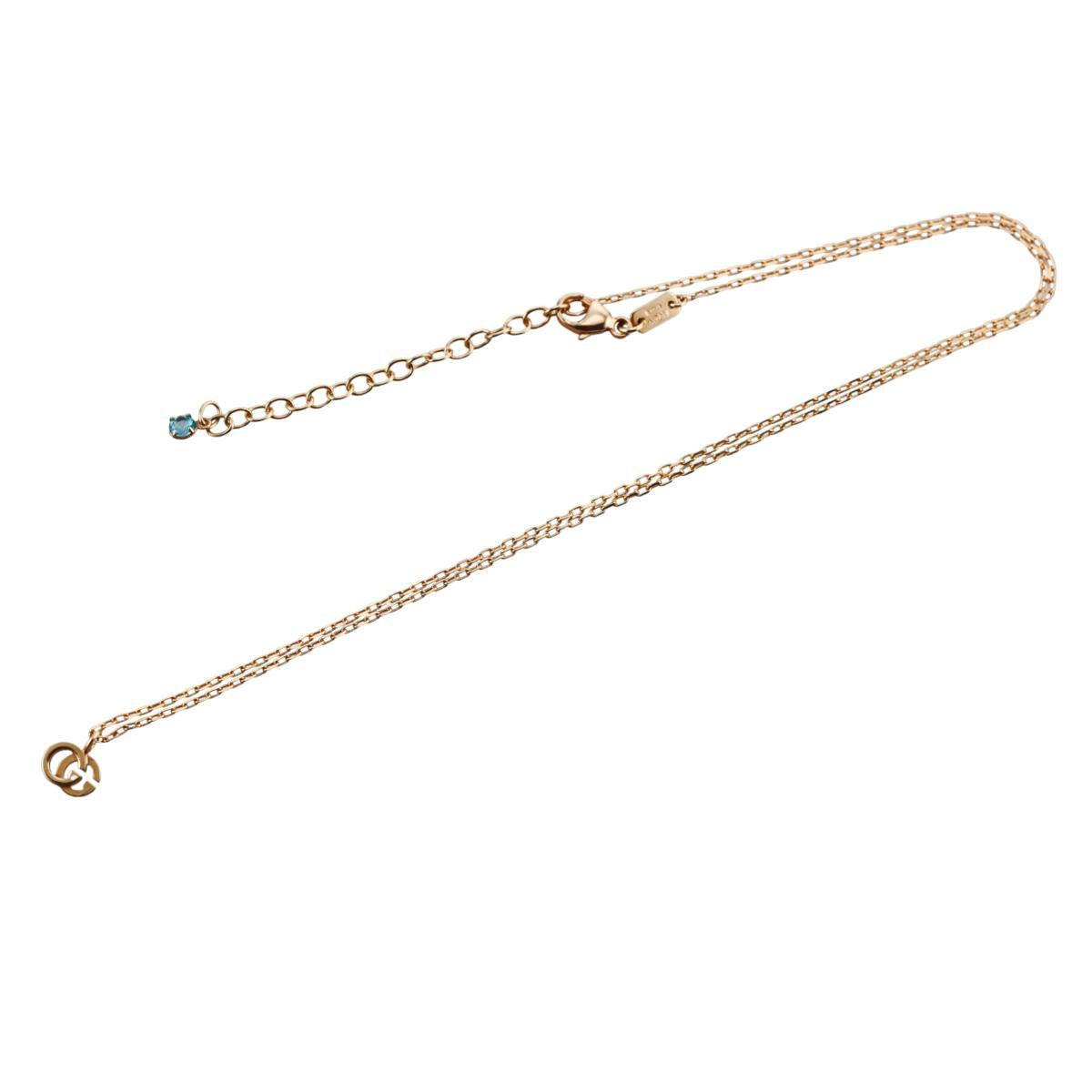 Gucci GG Running 18K Gold Pendant Paraiba Tourmaline Necklace