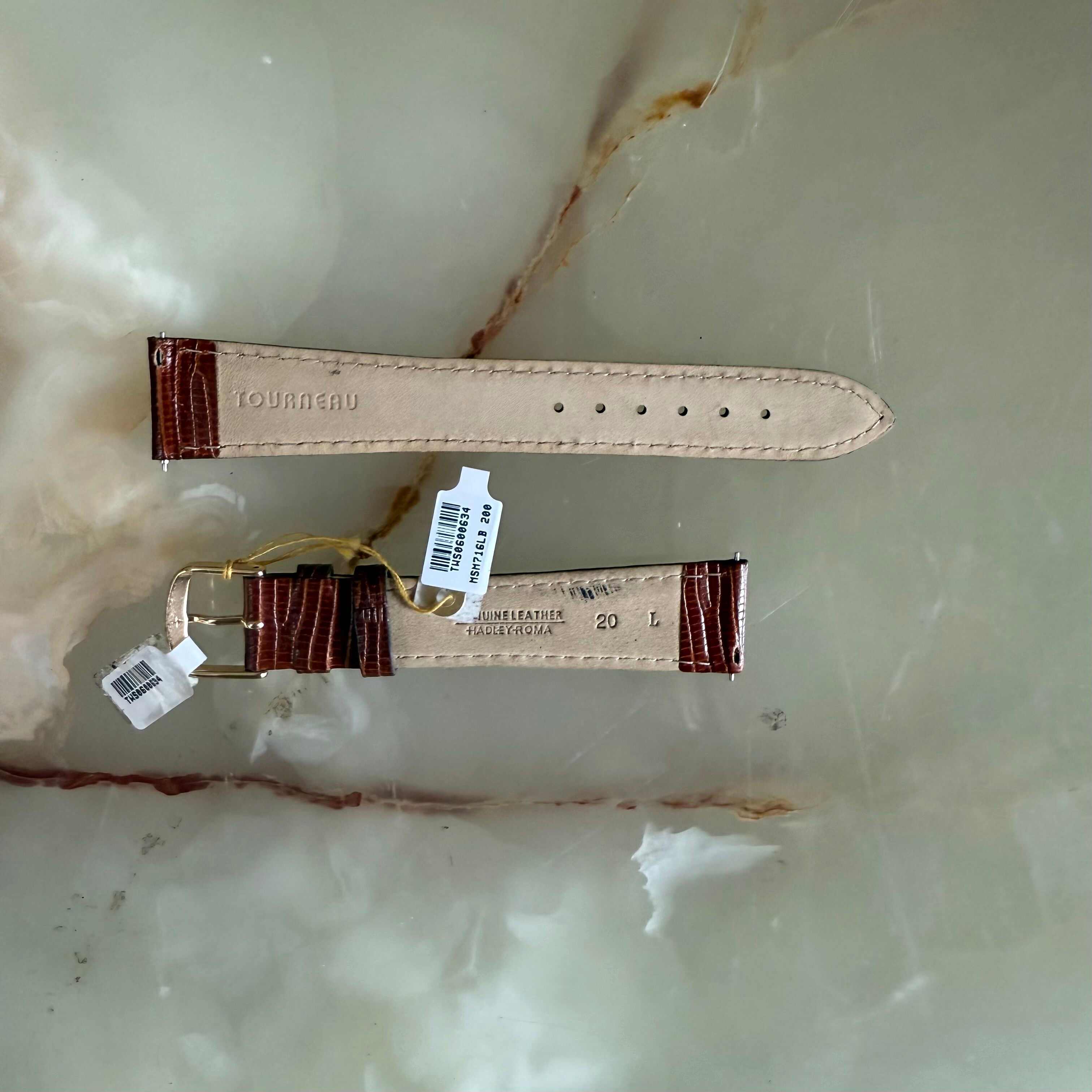 Genuine Lizard Brown Watch Strap Band 20mm Padded & Stitched w Buckle