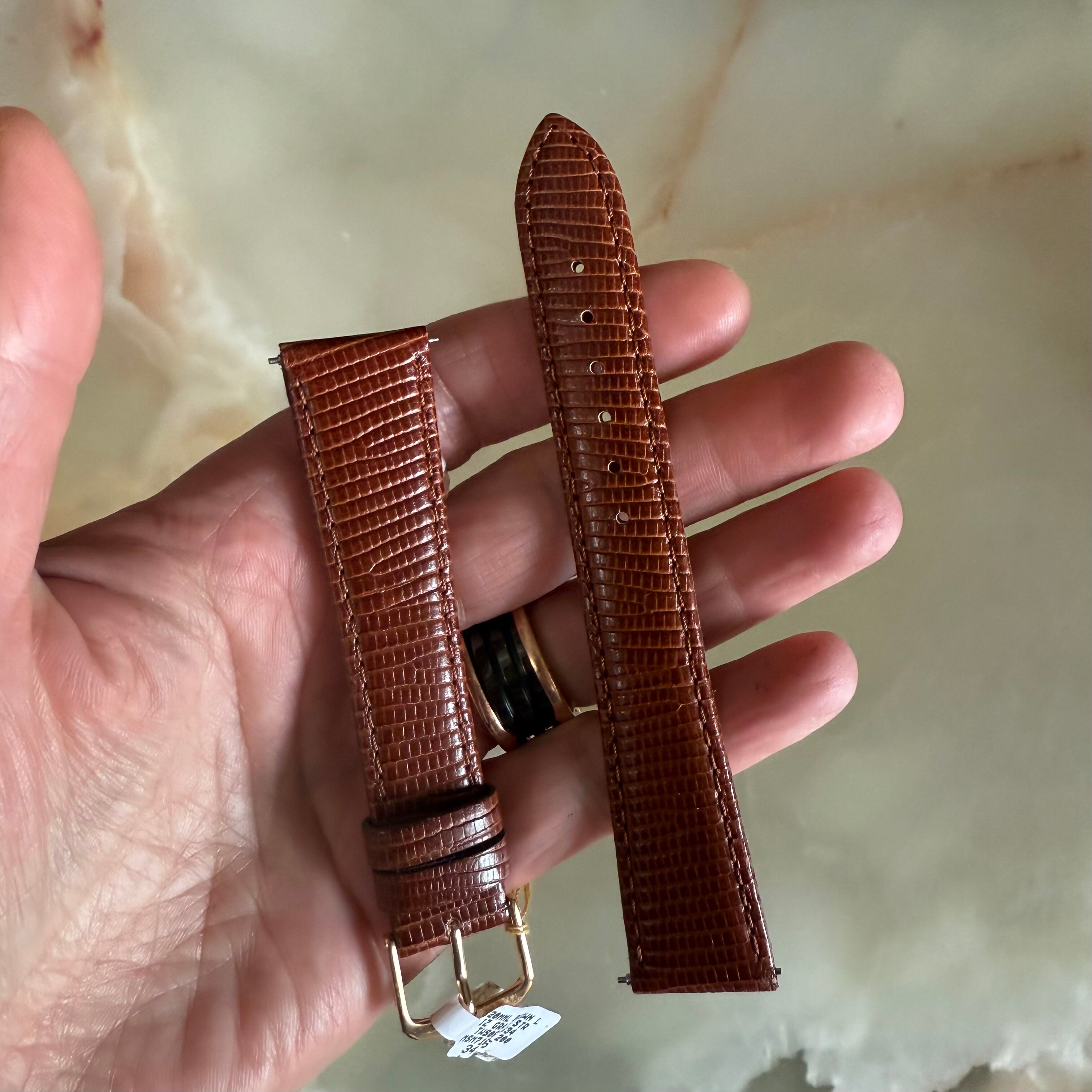 Genuine Lizard Brown Watch Strap Band 20mm Padded & Stitched w Buckle