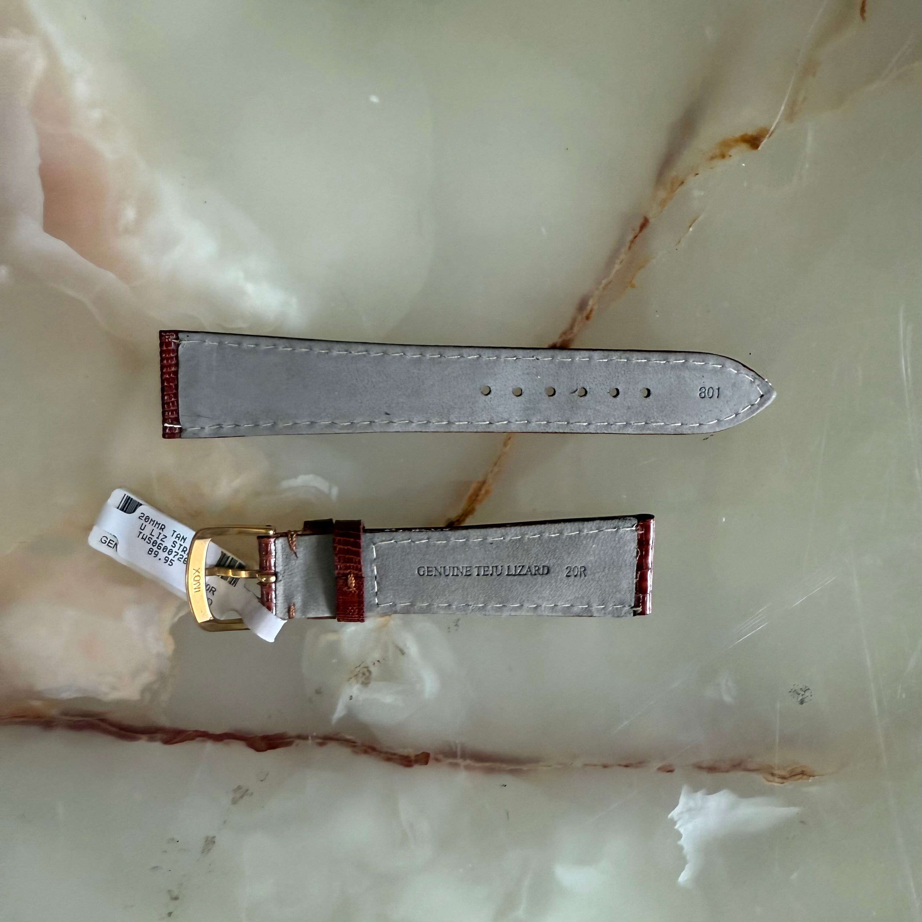 Genuine Lizard Brown Watch Strap Band 20mm Padded & Stitched w Buckle