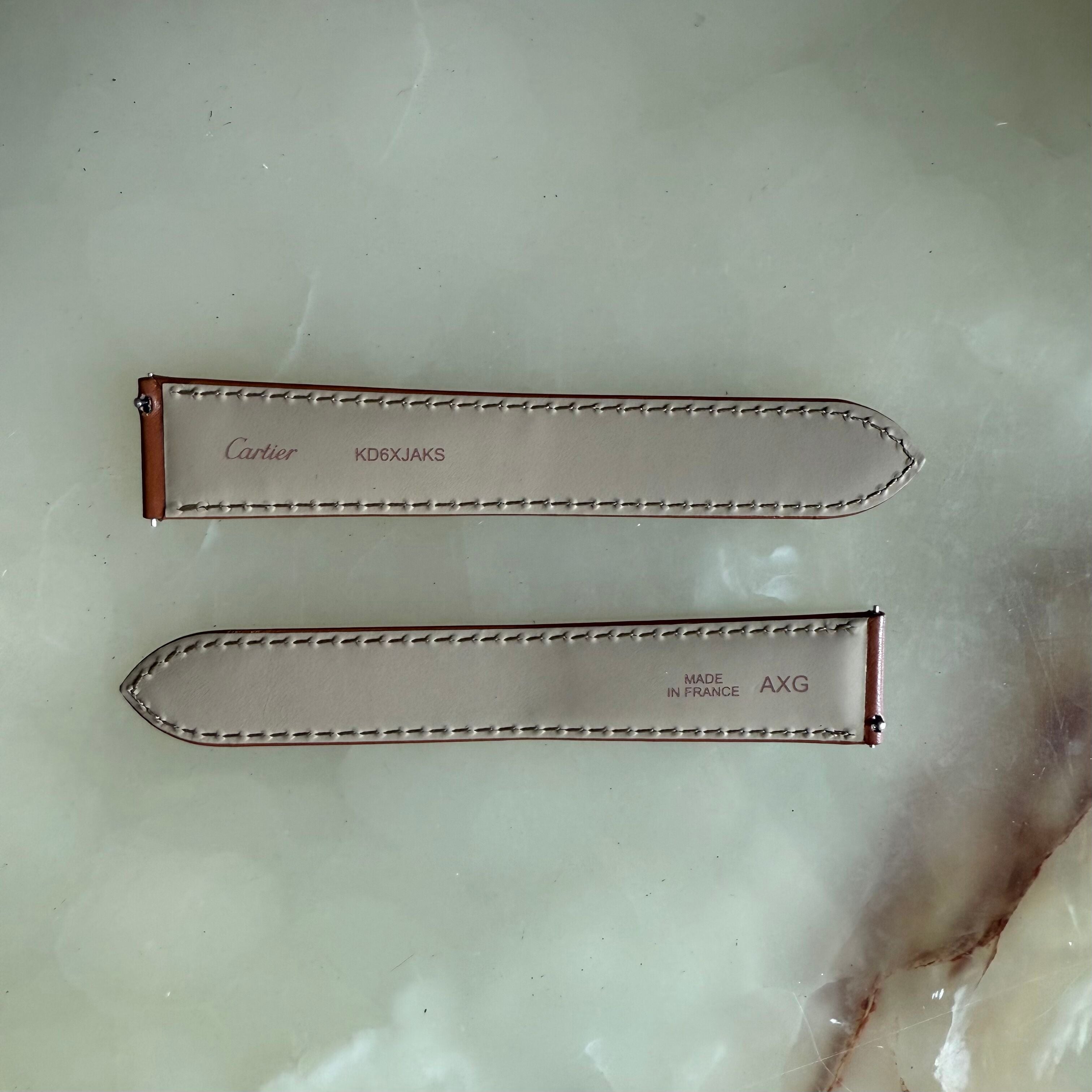 Authentic Cartier Brown Calfskin Watch Strap Band 20mm KD6XJAKS