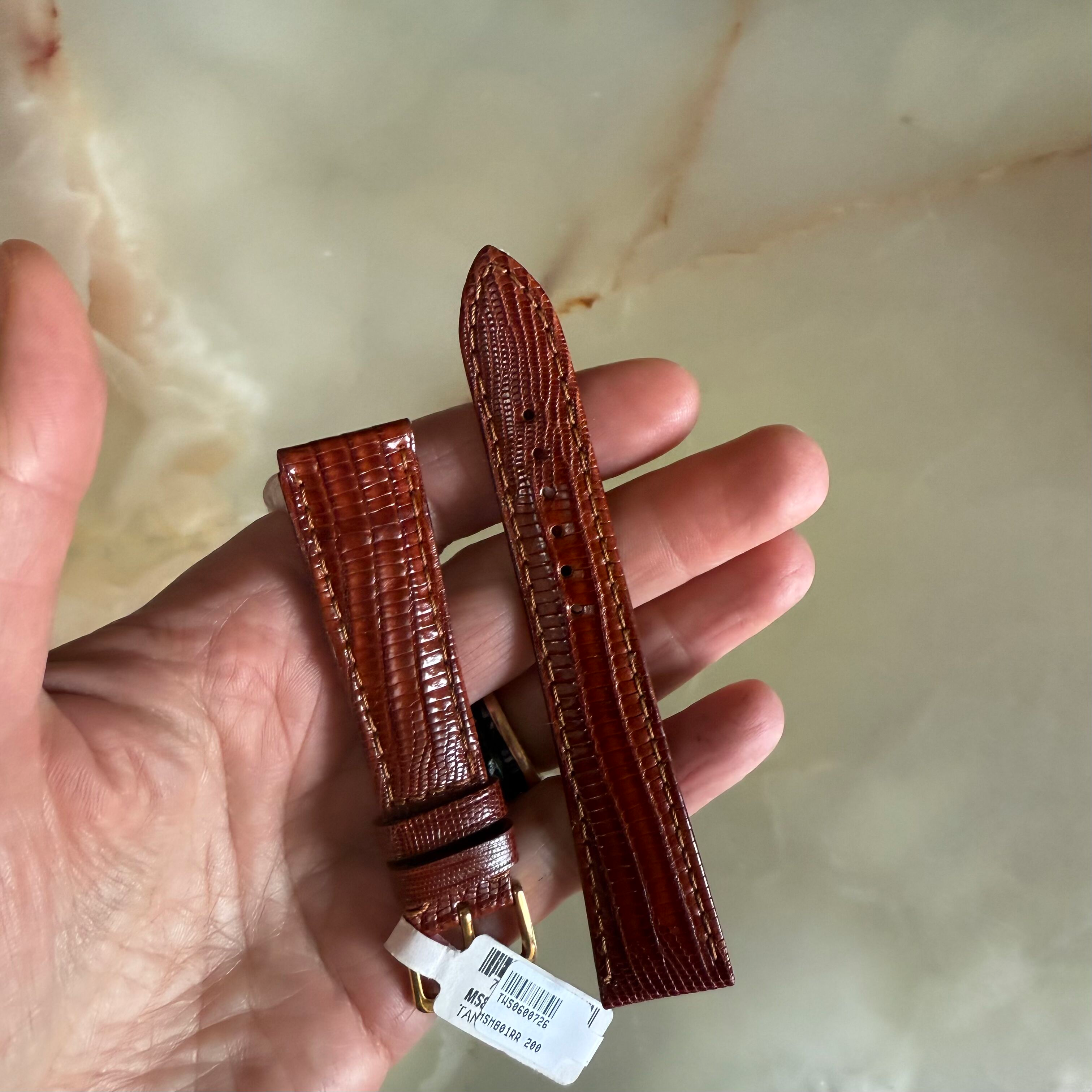 Genuine Lizard Brown Watch Strap Band 20mm Padded & Stitched w Buckle