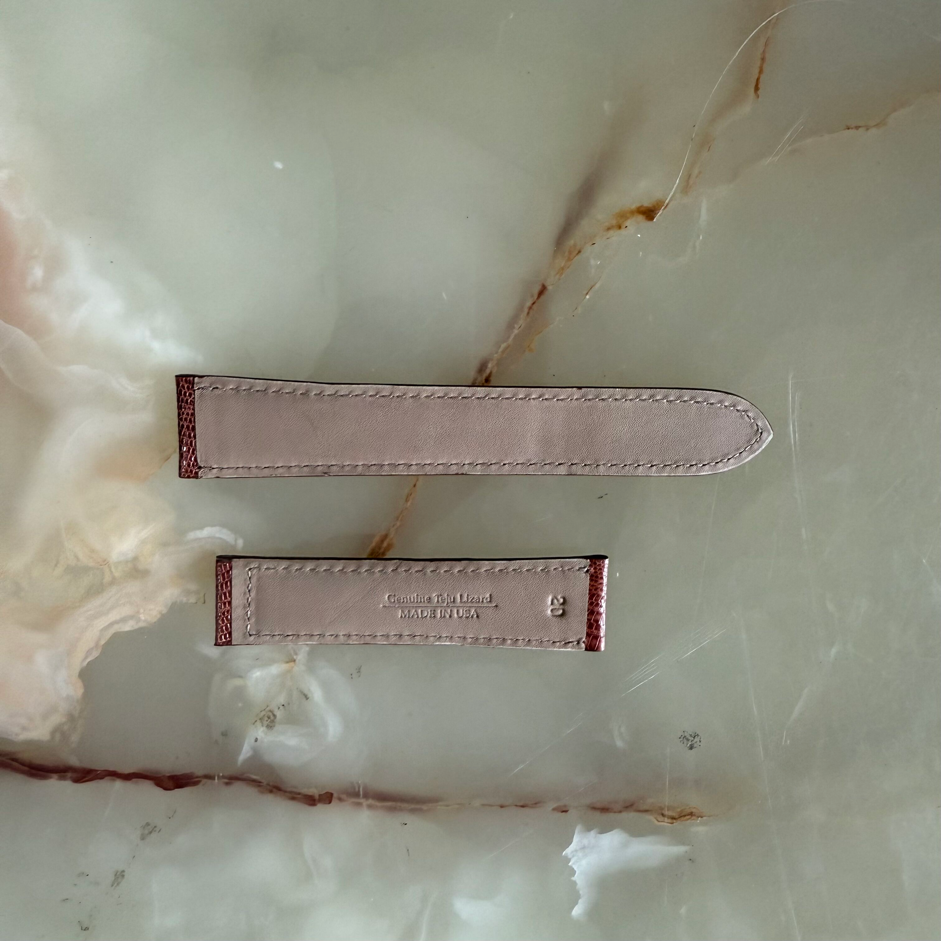 Genuine Lizard Brown Watch Strap Band 20mm Padded & Stitched