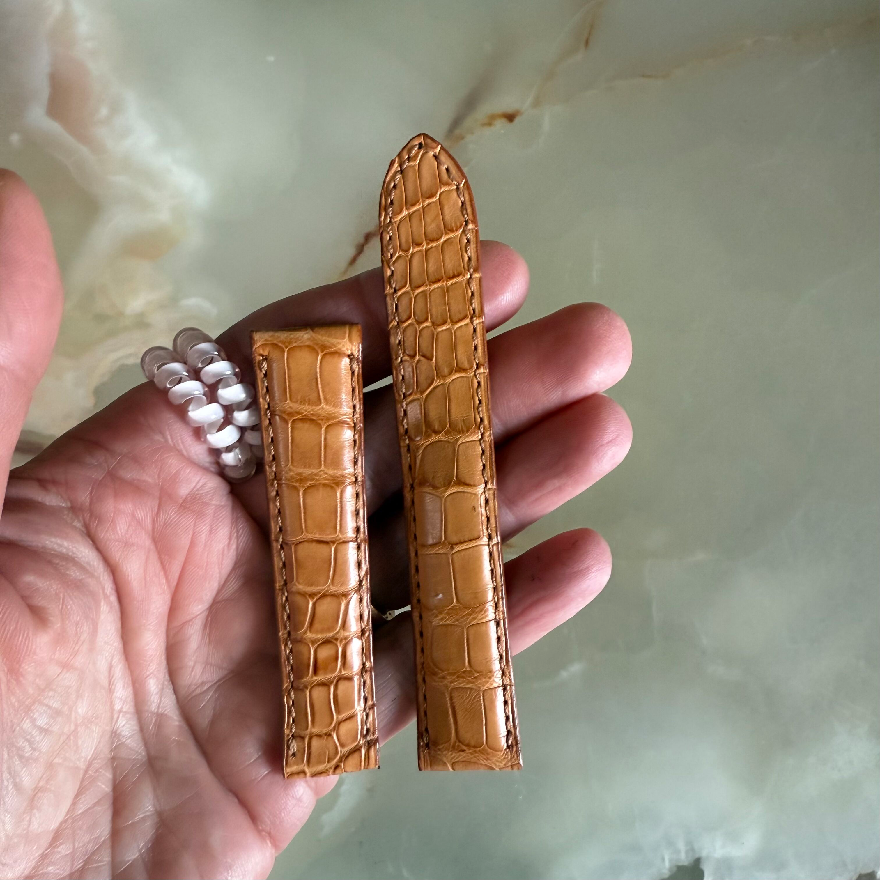 Genuine Alligator Brown Watch Strap Band 18mm Padded & Stitched