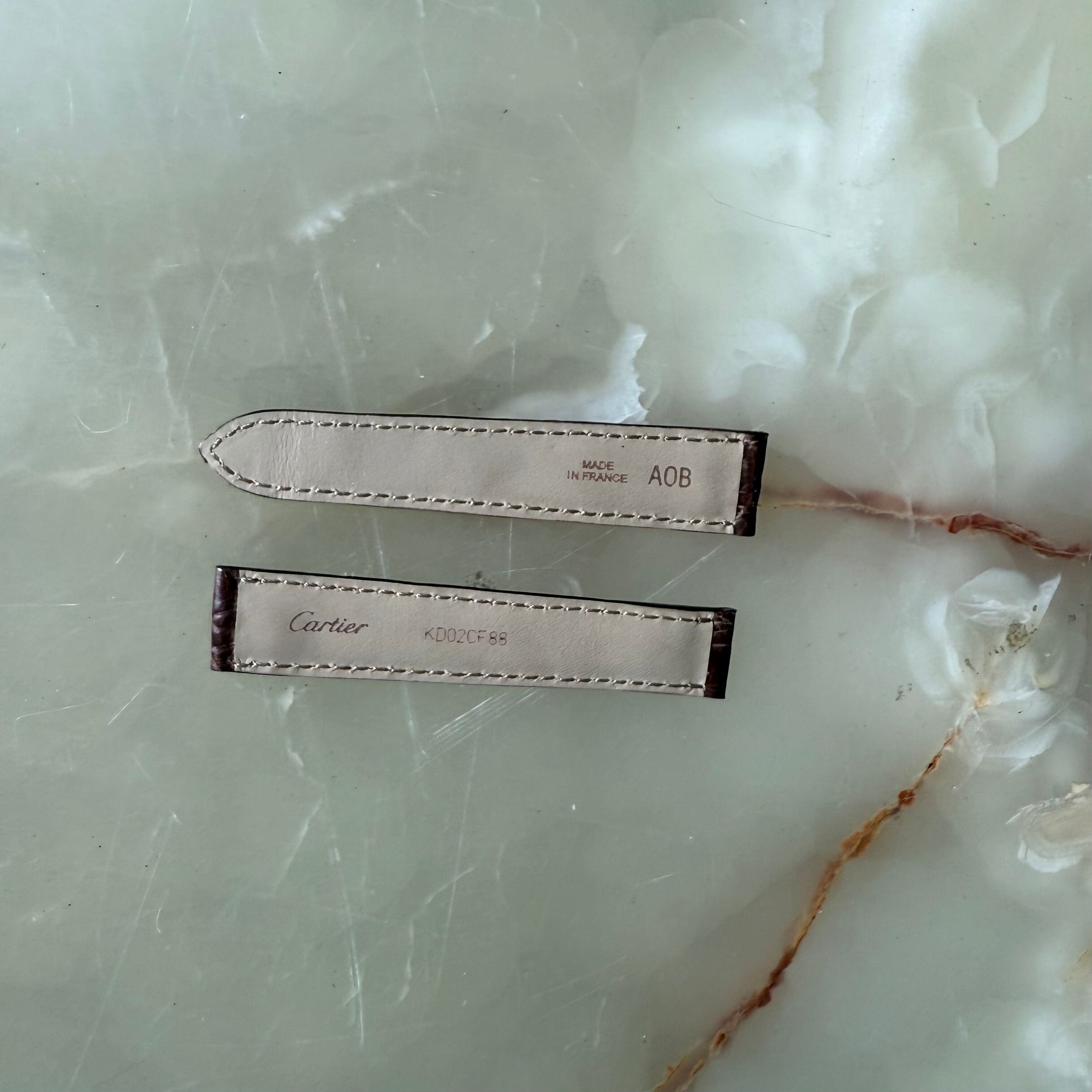 Authentic Cartier Brown Caiman Alligator Watch Strap Band 16mm KD02CF88
