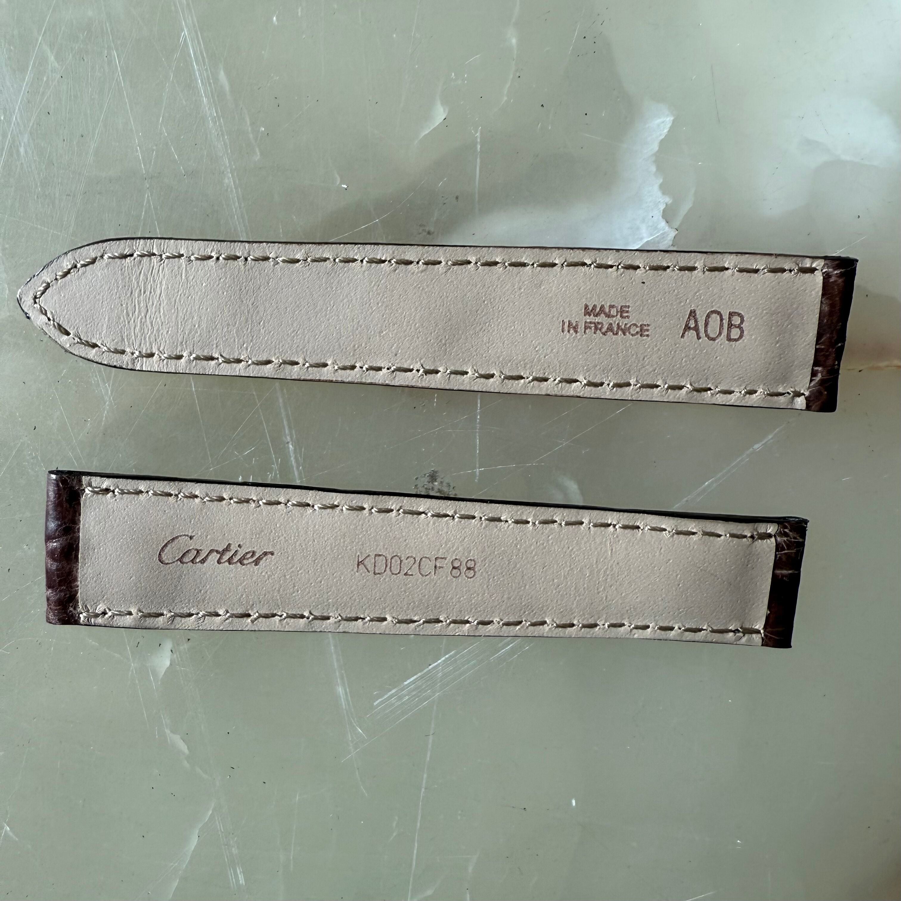 Authentic Cartier Brown Caiman Alligator Watch Strap Band 16mm KD02CF88