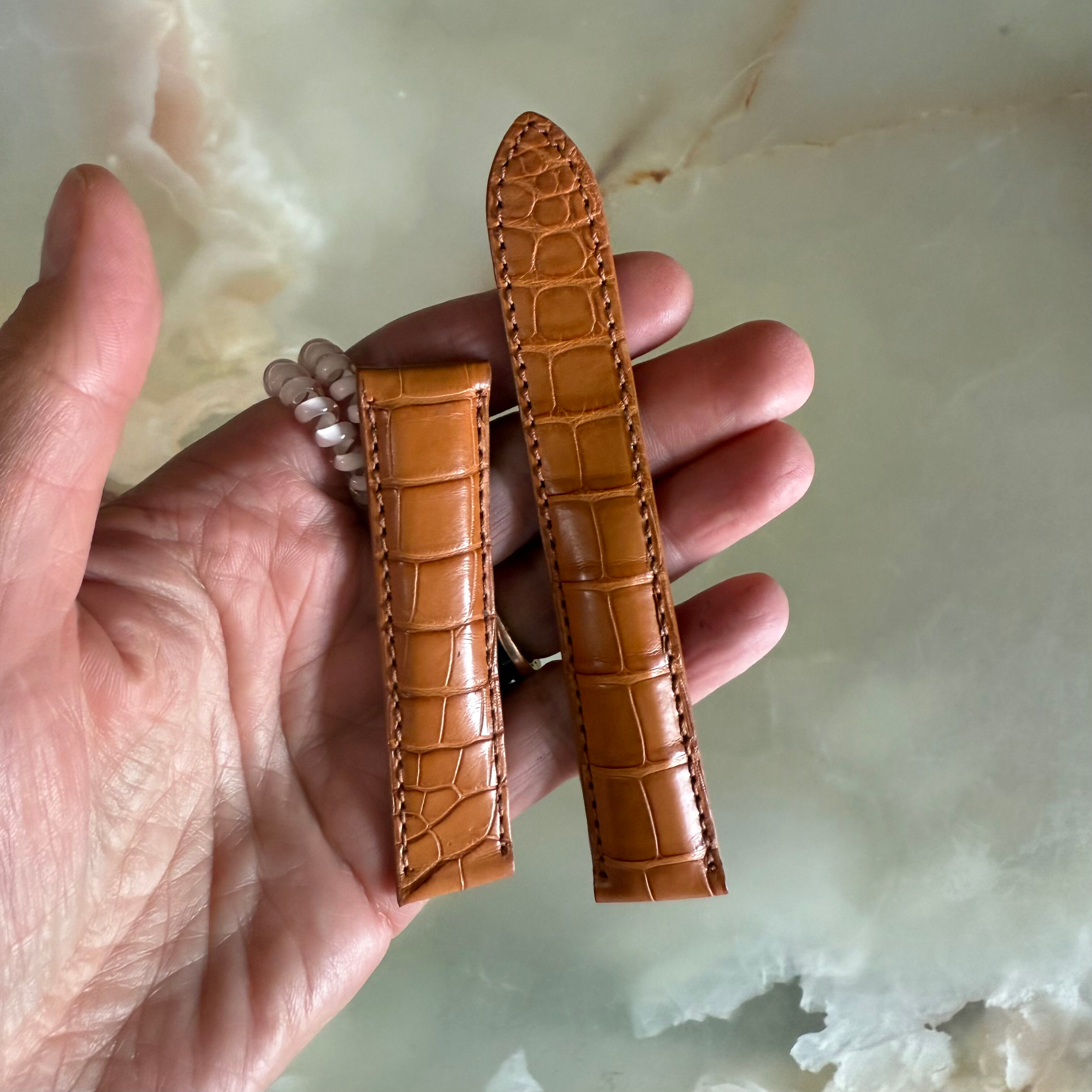 Genuine Alligator Brown Watch Strap Band 20mm Padded & Stitched