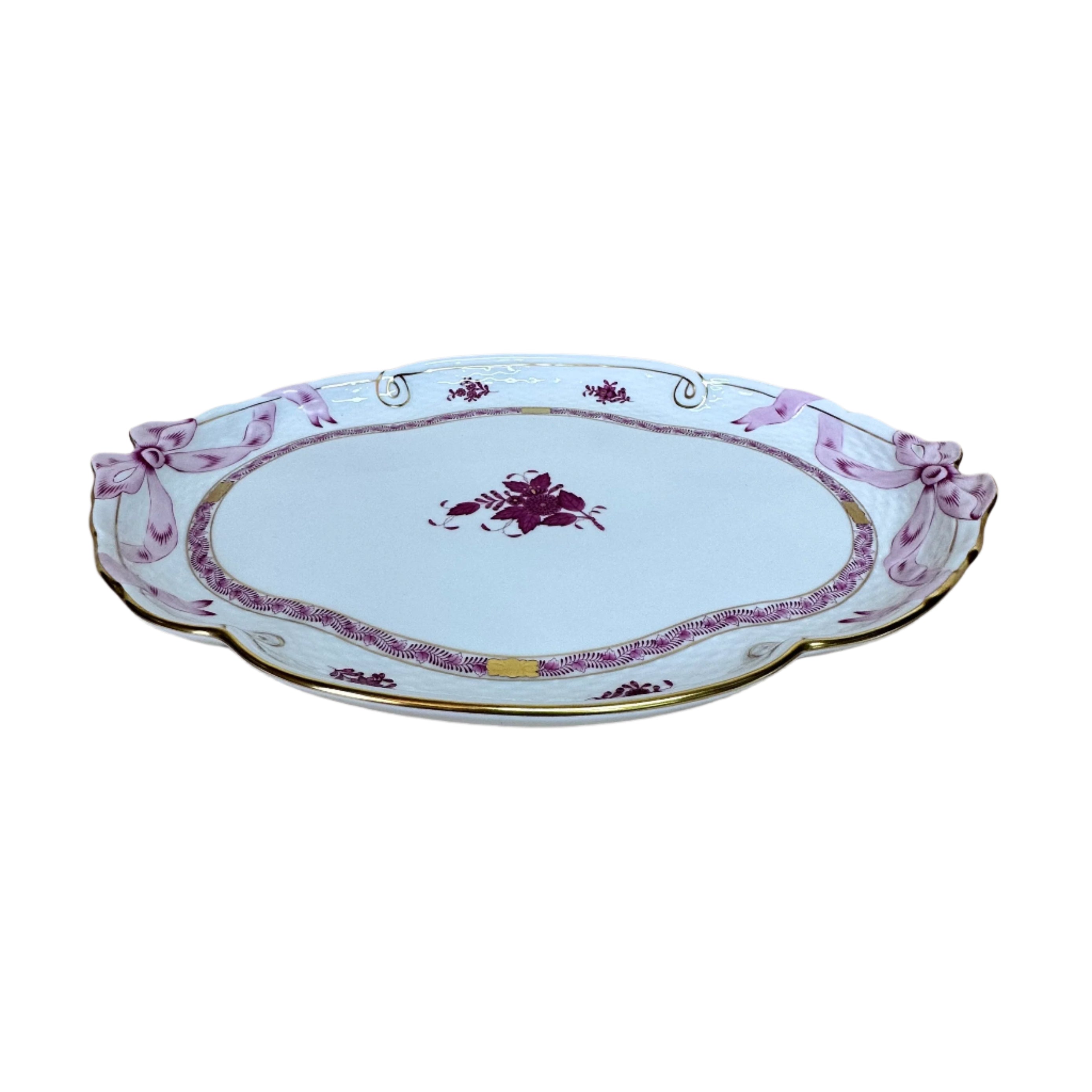 Herend Porcelain Chinese Bouquet Raspberry Large Ribbon Tray 400-0-00/AP