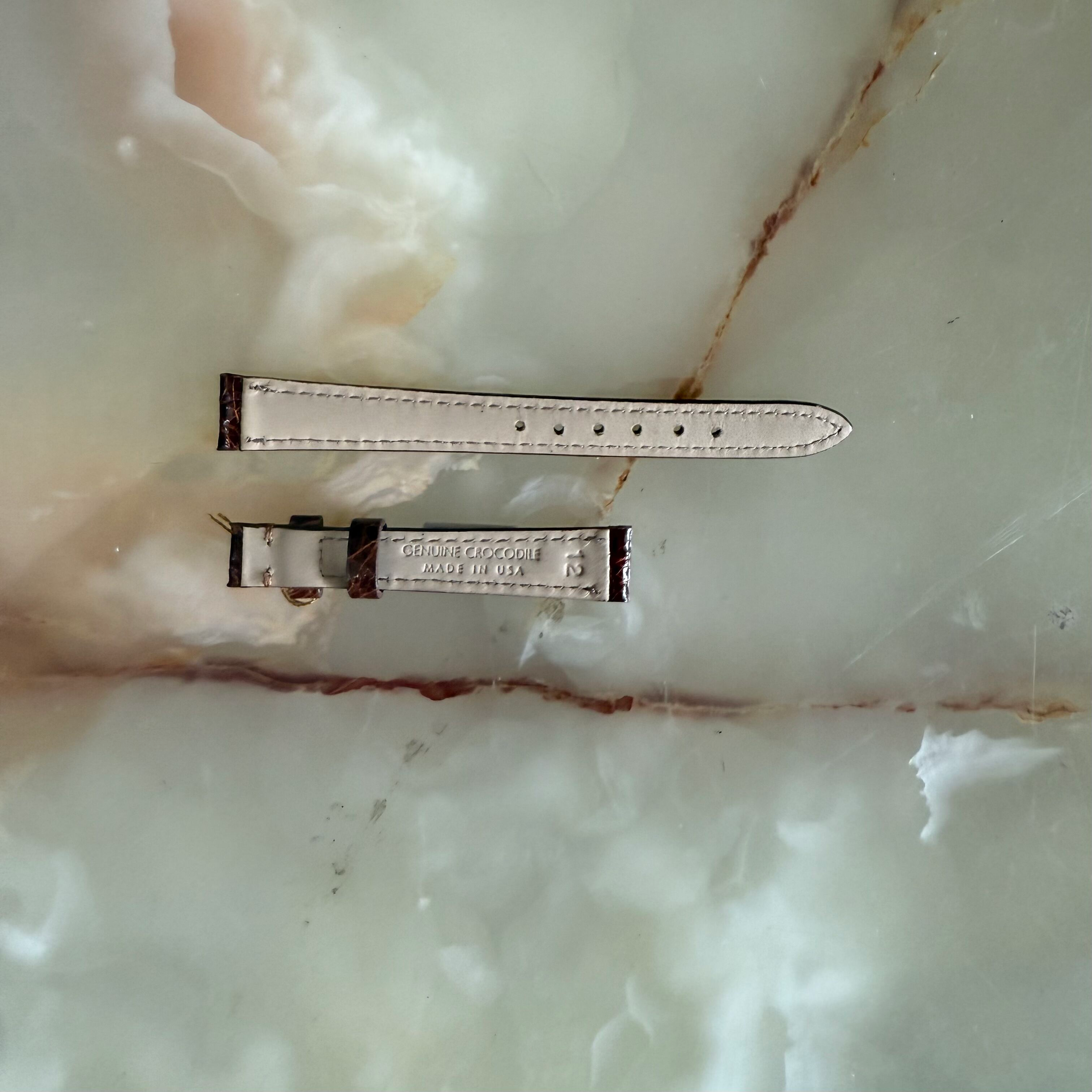 Genuine Crocodile Brown Watch Strap Band 12mm Padded & Stitched