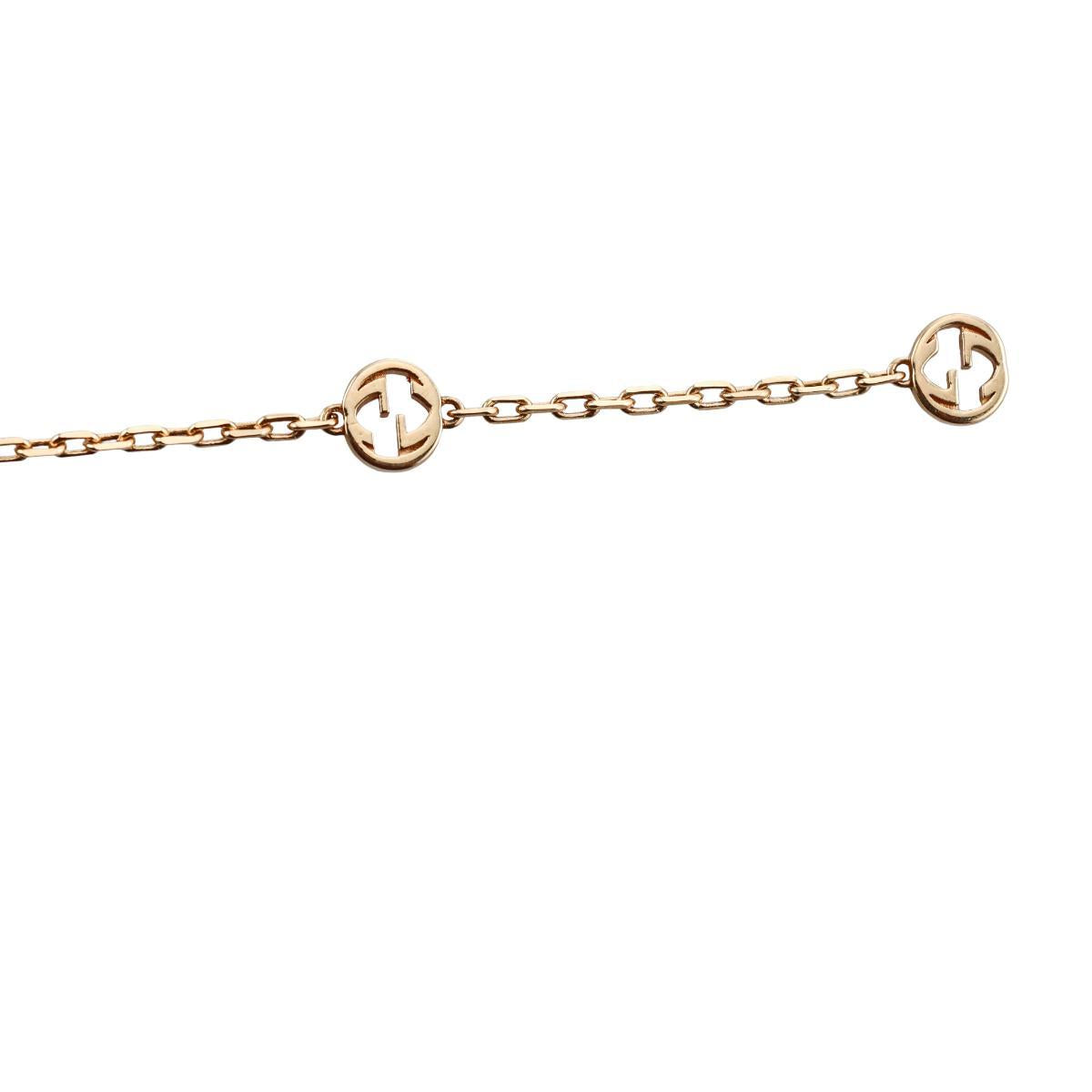 Gucci Interlocking G 18K Gold Diamond Amazonite Pendant Necklace