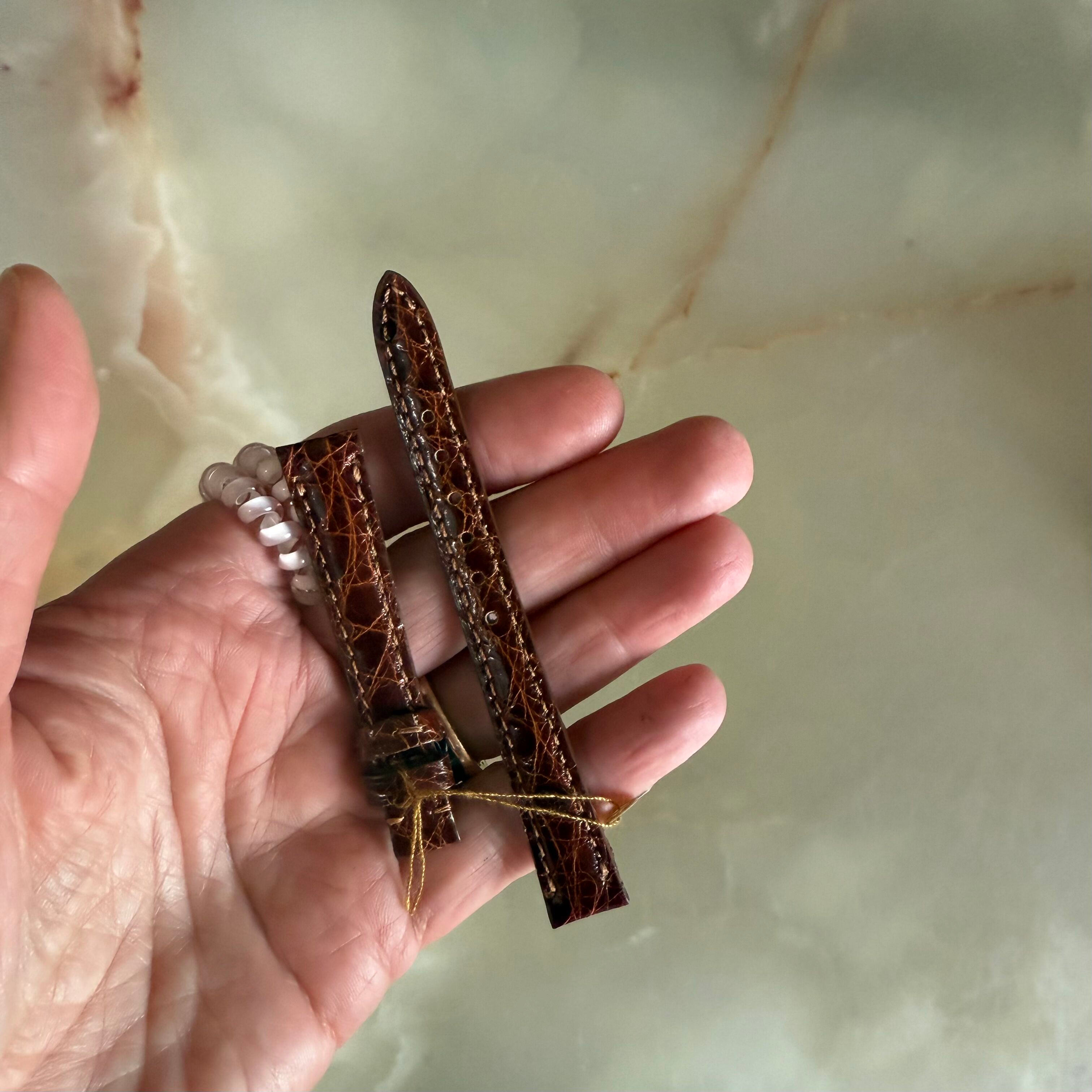 Genuine Crocodile Brown Watch Strap Band 12mm Padded & Stitched
