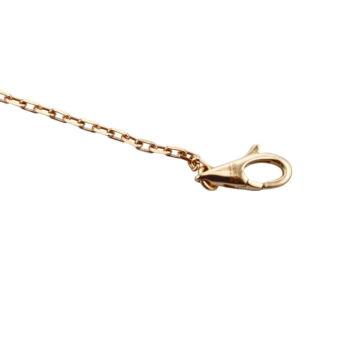 Gucci Interlocking G 18K Gold Diamond Amazonite Pendant Necklace