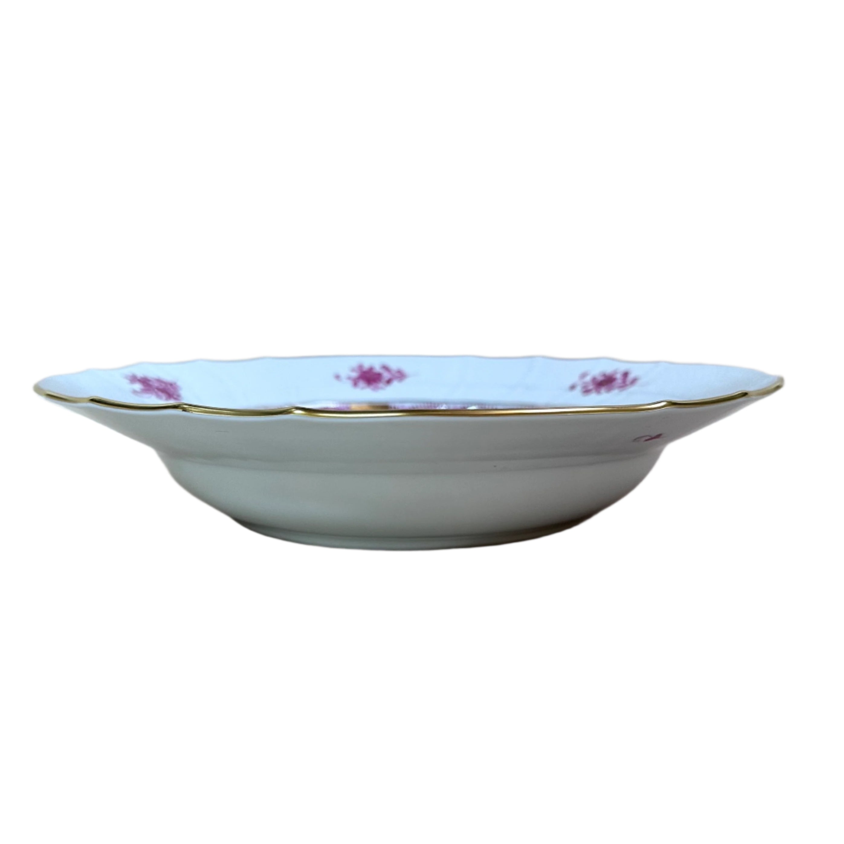 Herend Porcelain Chinese Bouquet Raspberry Large Rim Soup Bowl Plate 1501/AP