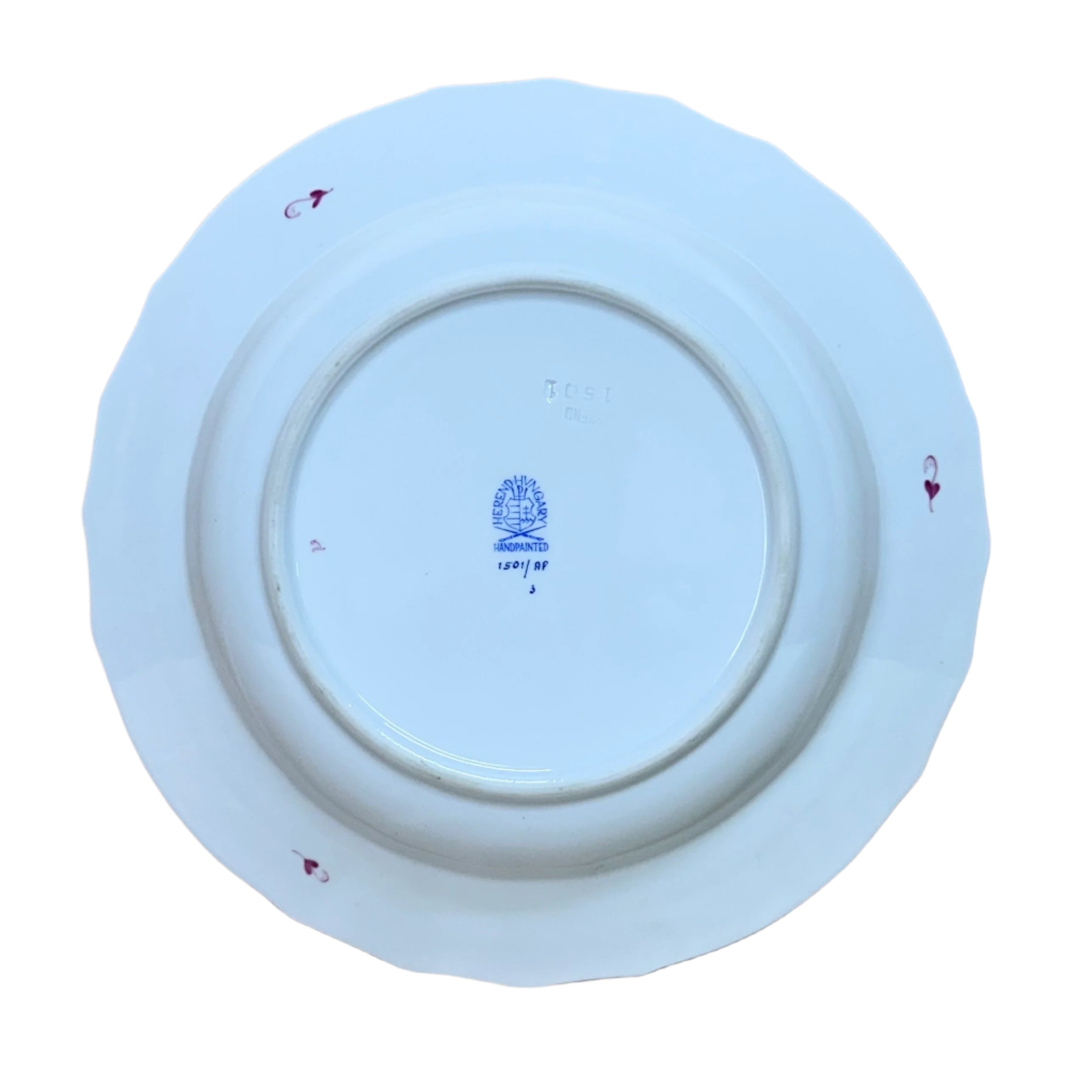 Herend Porcelain Chinese Bouquet Raspberry Large Rim Soup Bowl Plate 1501/AP