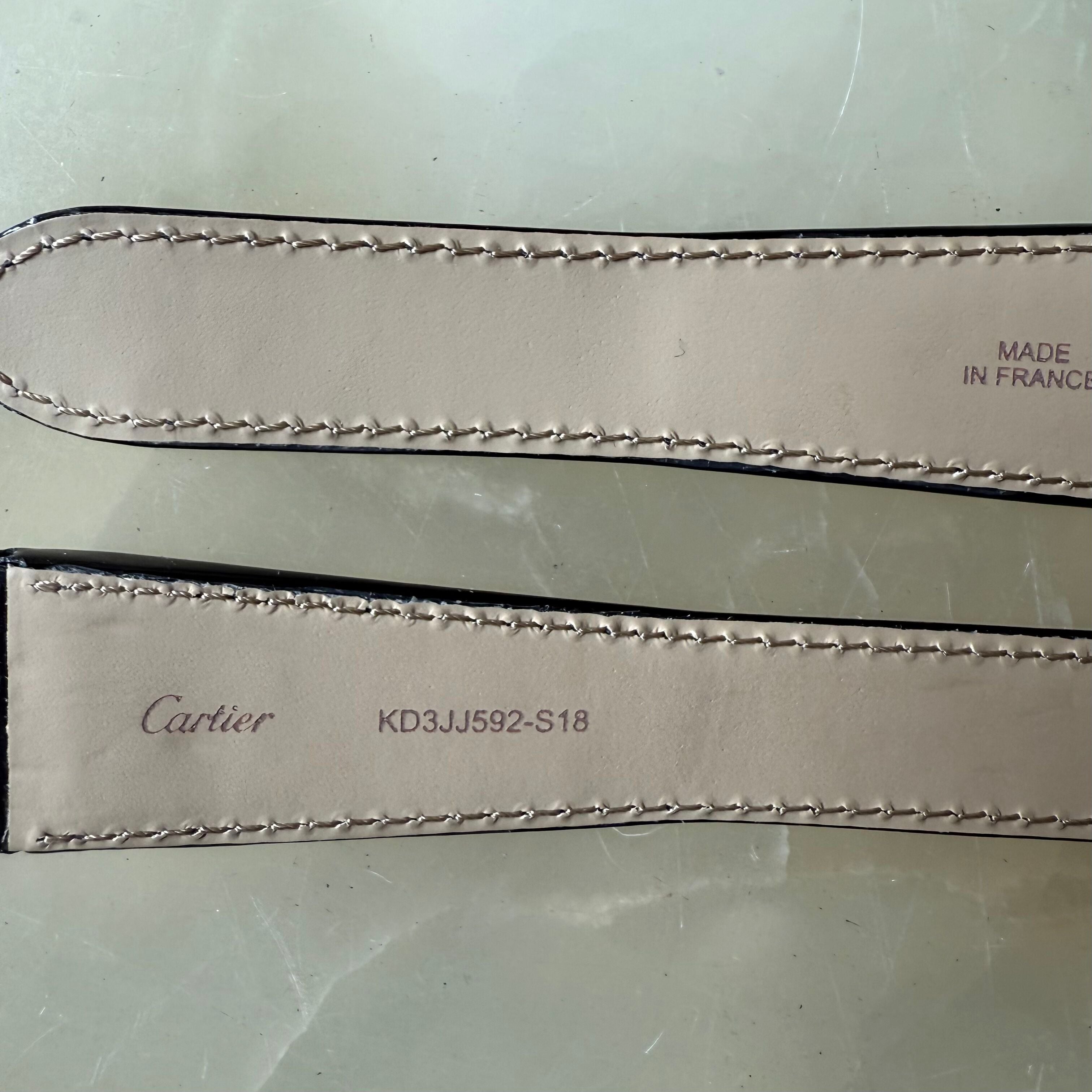 Authentic Cartier Black Varnished Calfskin Watch Strap Band 24mm KD3JJ592-S18
