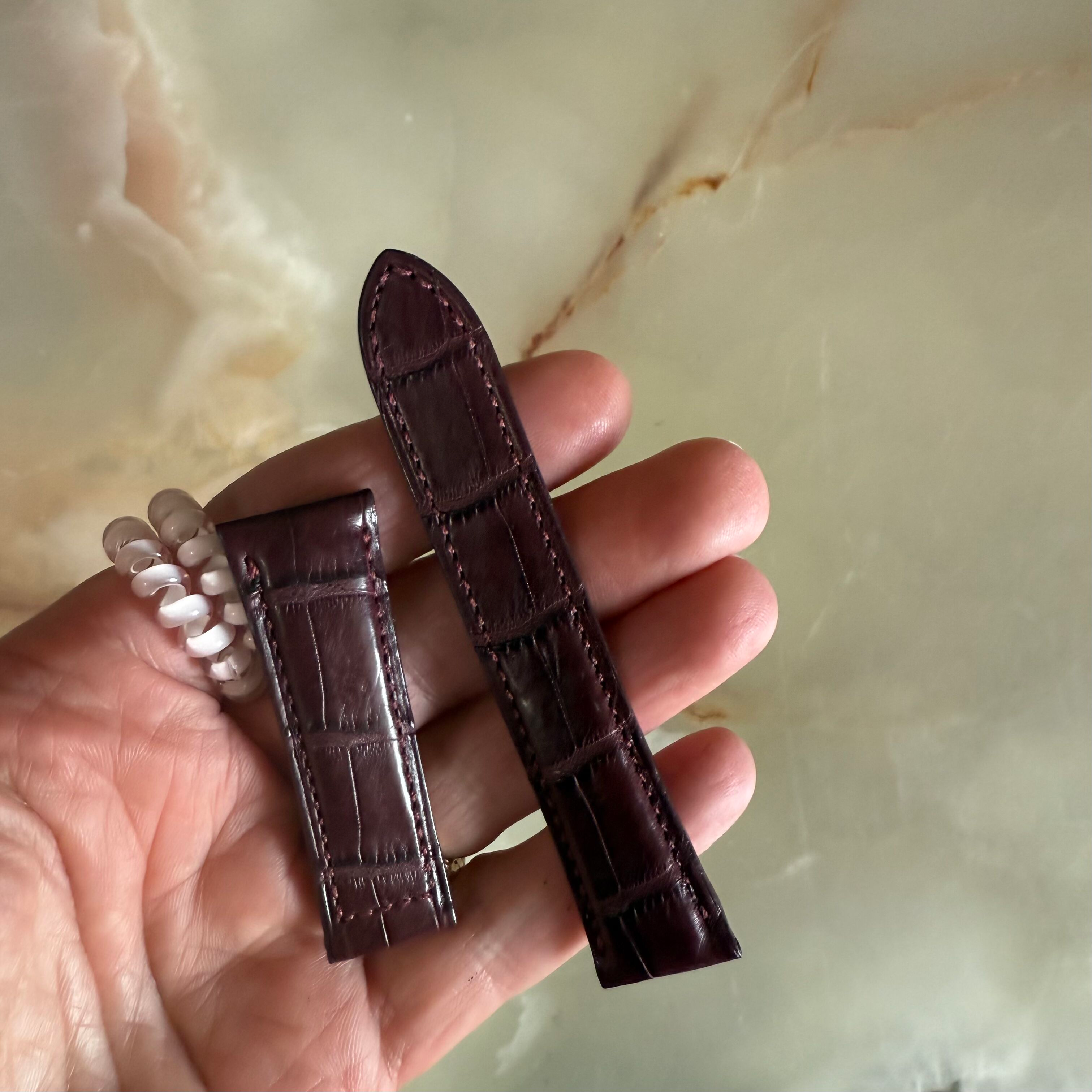Genuine Alligator Burgundy Watch Strap Band 18mm Padded & Stitched