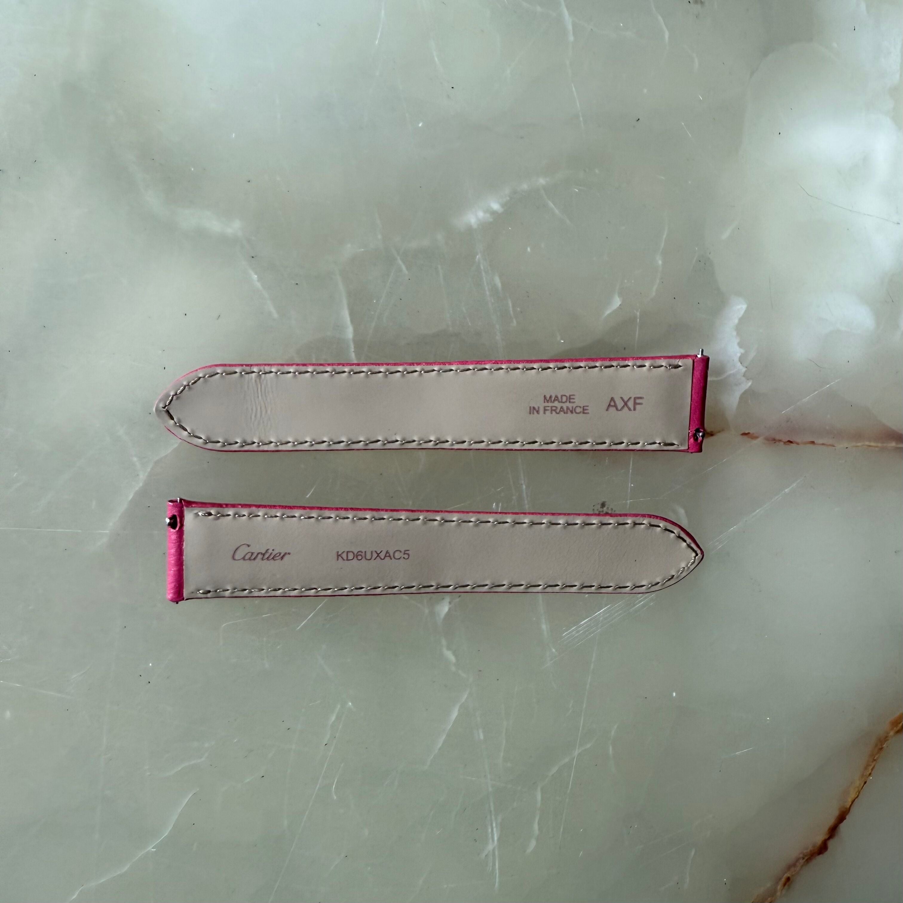 Authentic Cartier Pink Calfskin Watch Strap Band 18mm KD6UXAC5