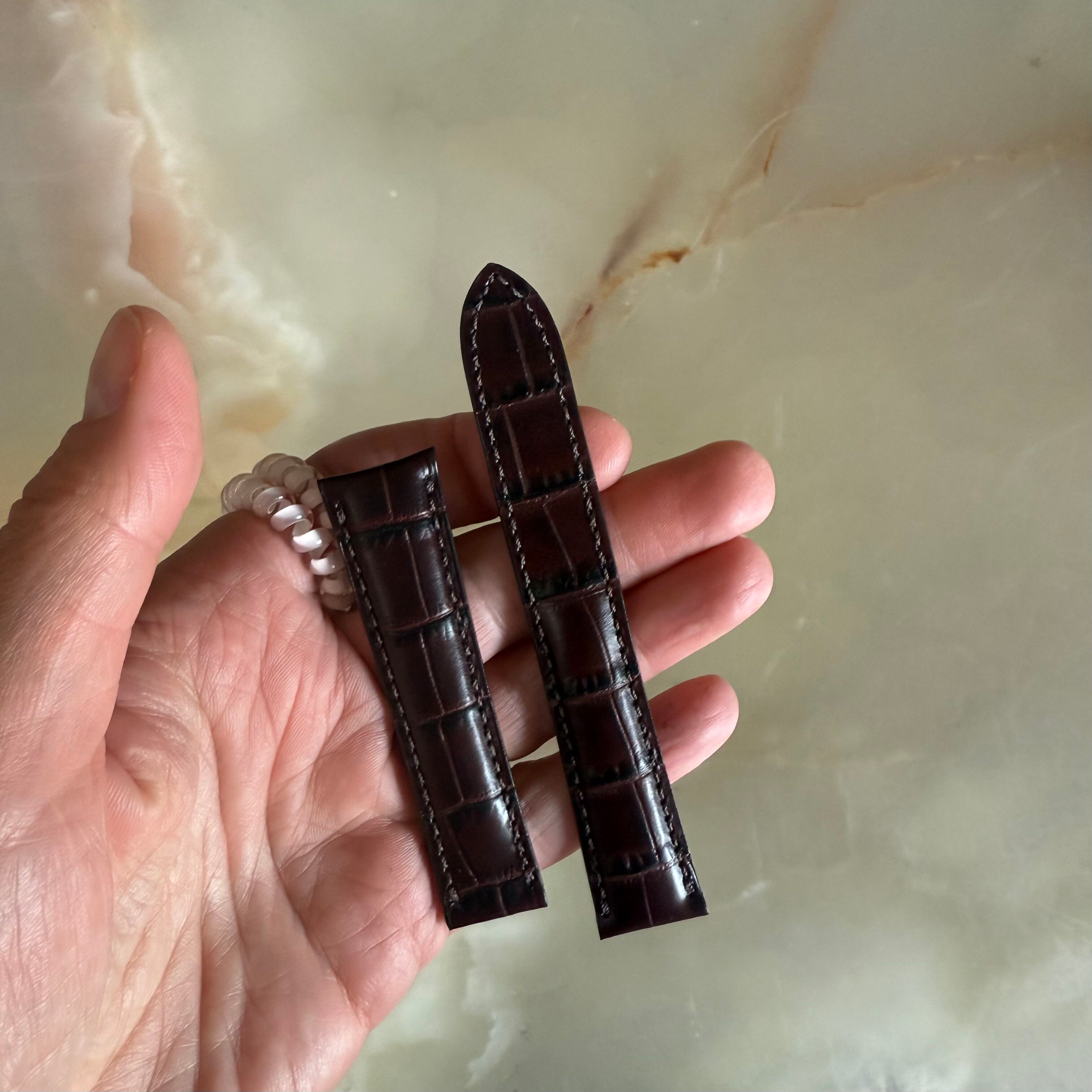 Genuine Alligator Brown Watch Strap Band 18mm Padded & Stitched