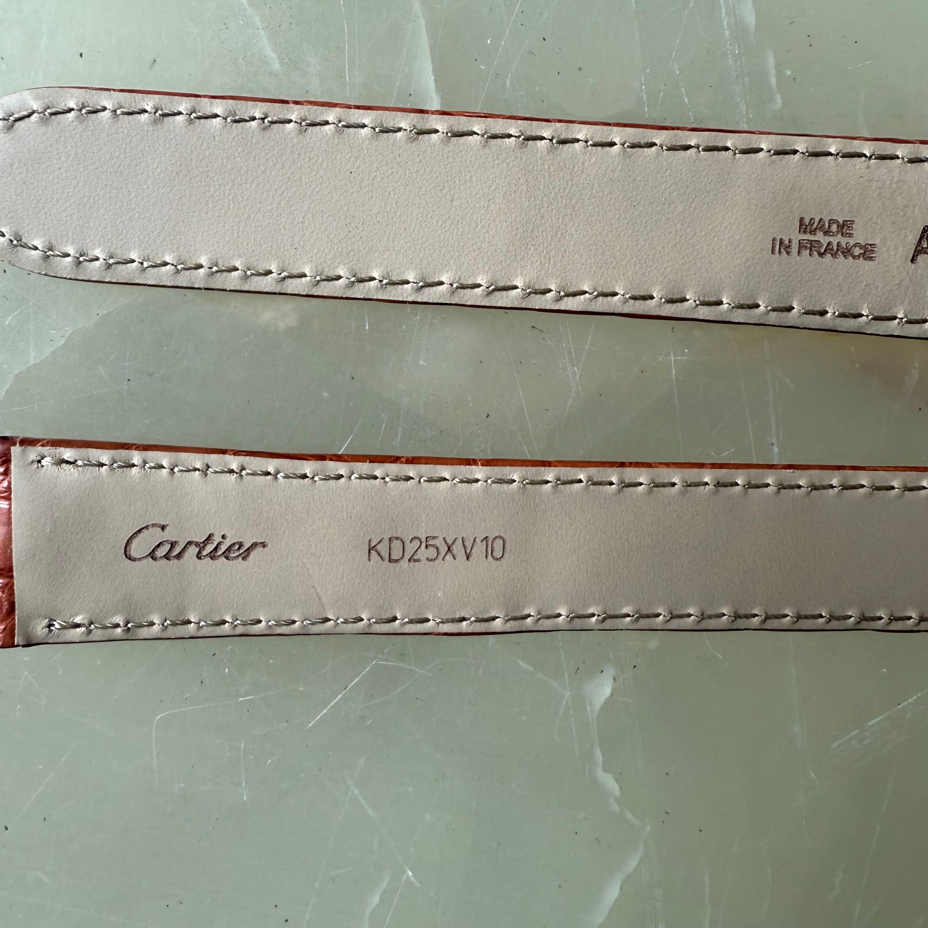 Authentic Cartier Brown Caiman Alligator Watch Strap Band 18mm KD25XV10
