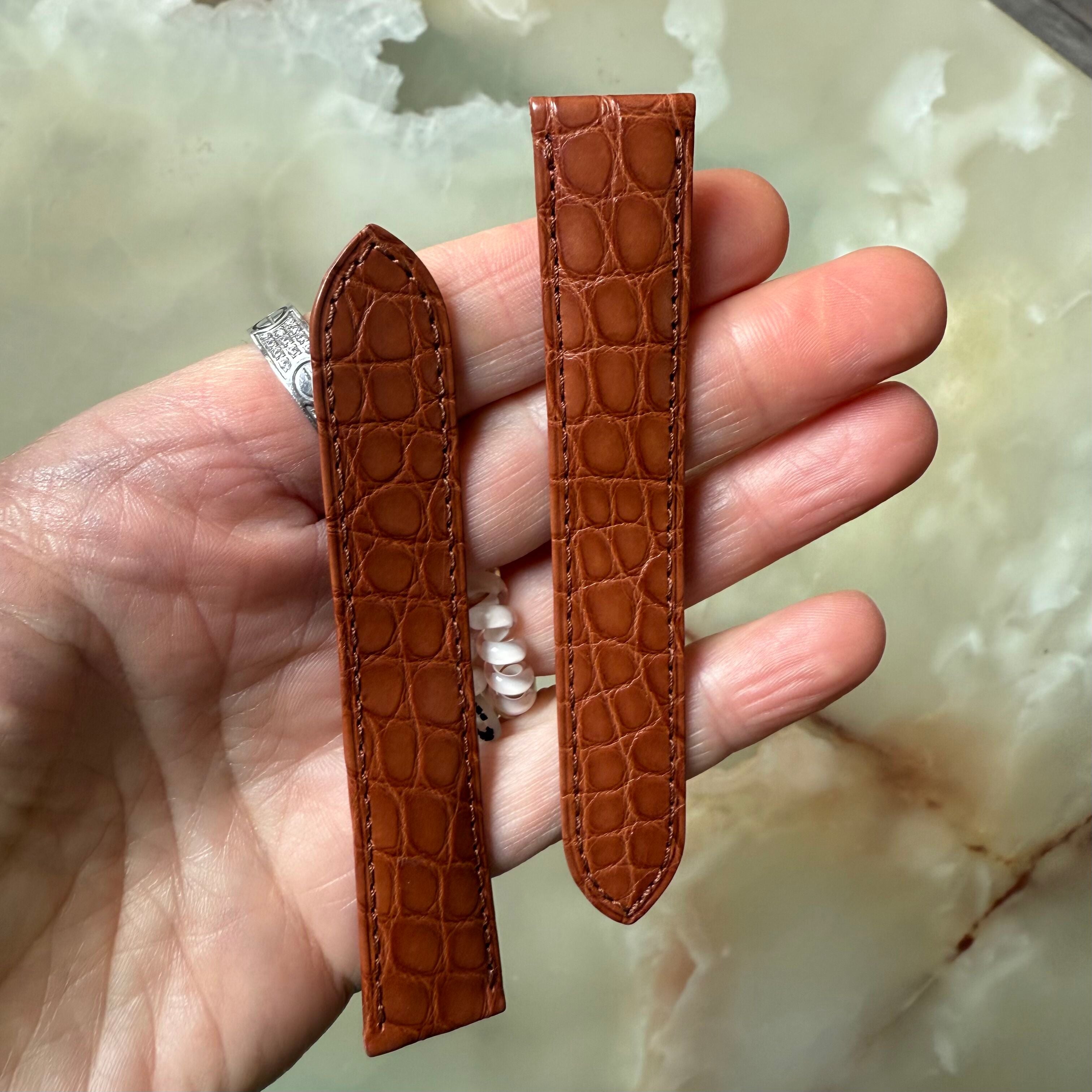Authentic Cartier Brown Caiman Alligator Watch Strap Band 18mm KD25XV10