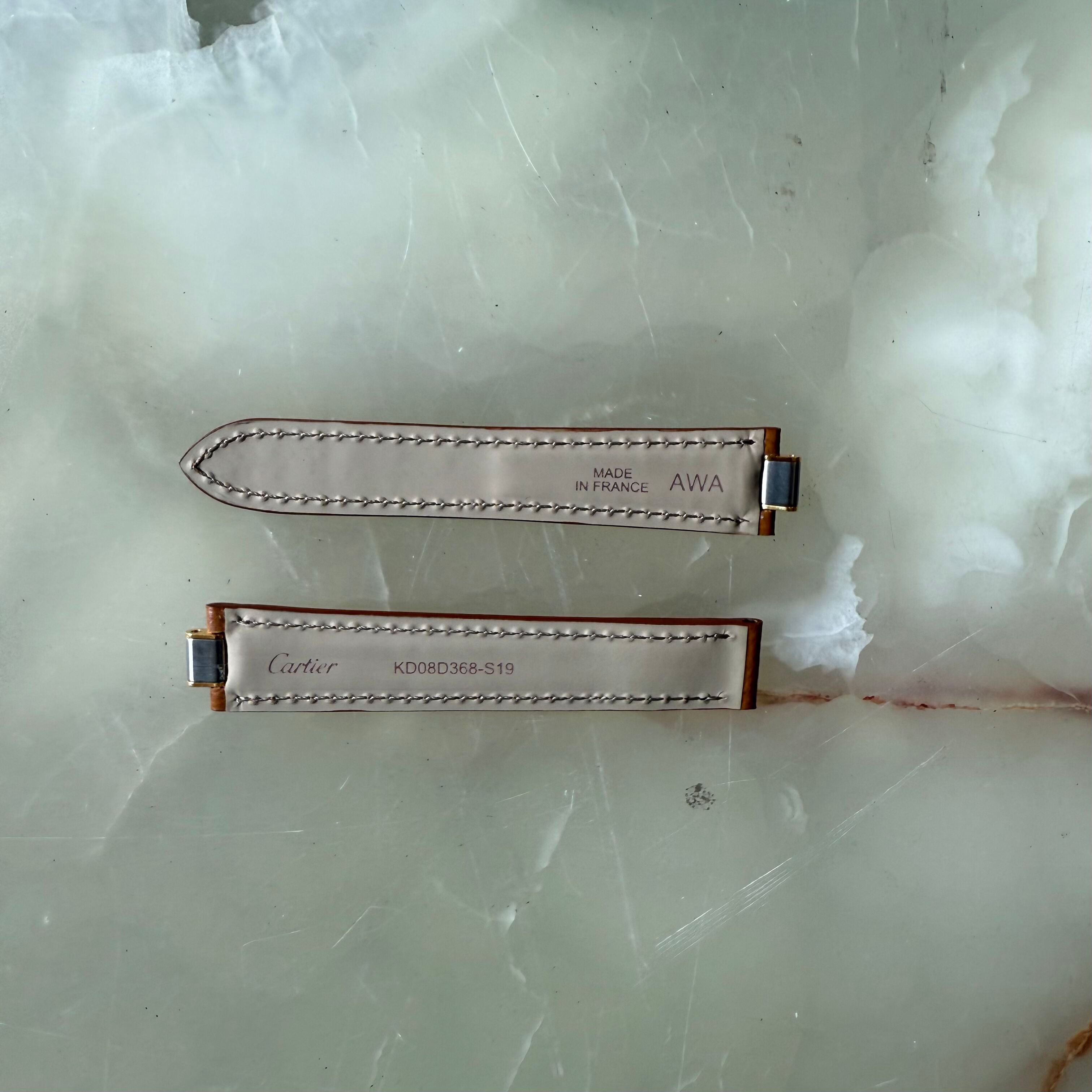 Authentic Cartier 21 Must De Cartier Brown Leather Watch Strap Band 16mm KD08D368-S19
