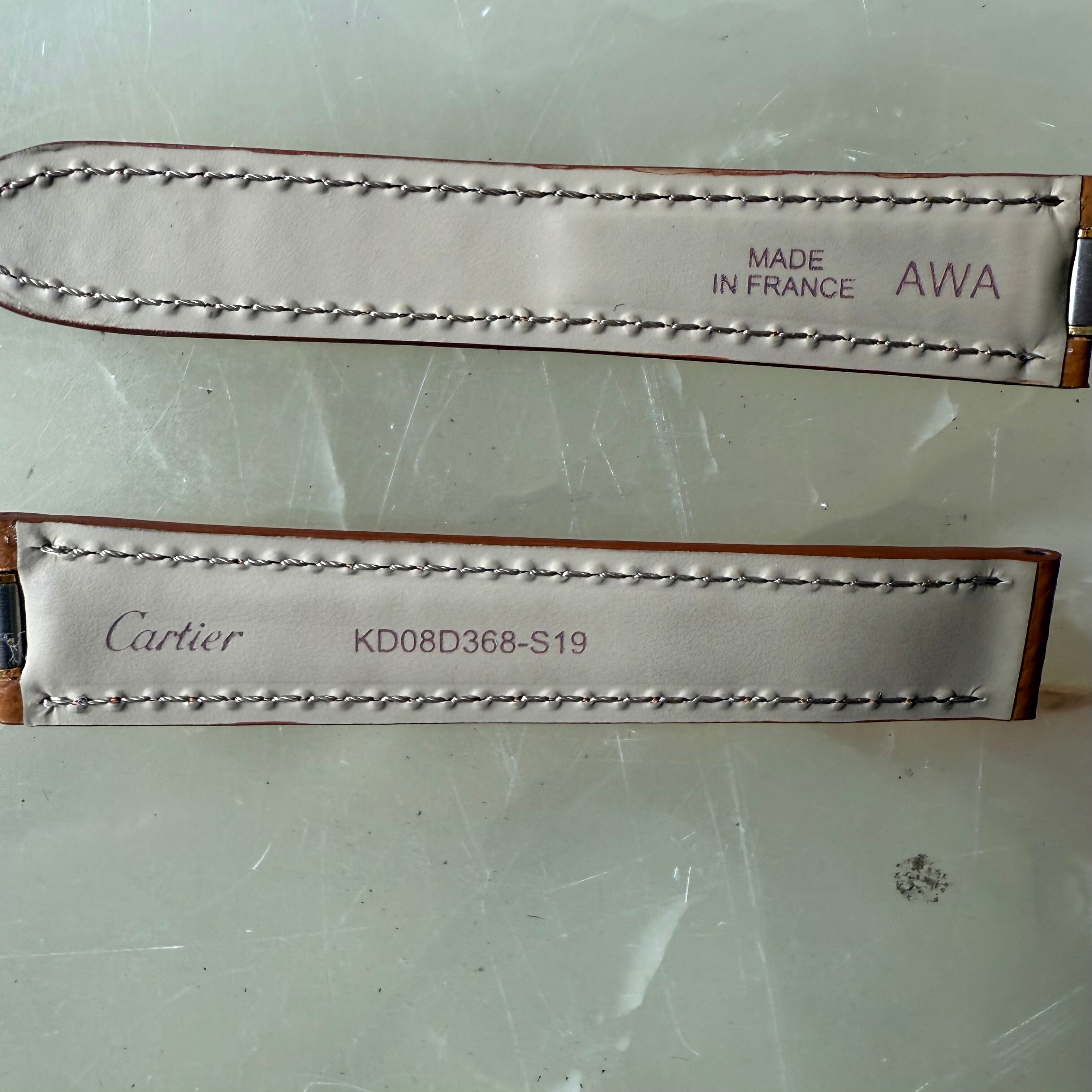 Authentic Cartier 21 Must De Cartier Brown Leather Watch Strap Band 16mm KD08D368-S19