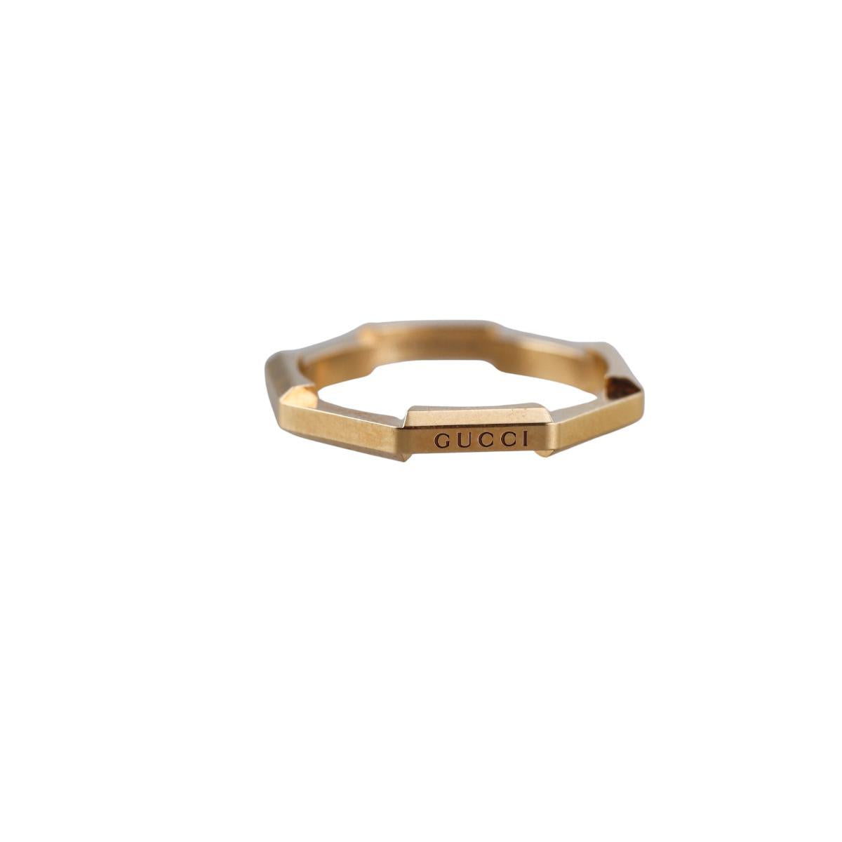 Gucci Link to Love 18K Gold Studded 3mm Band Ring