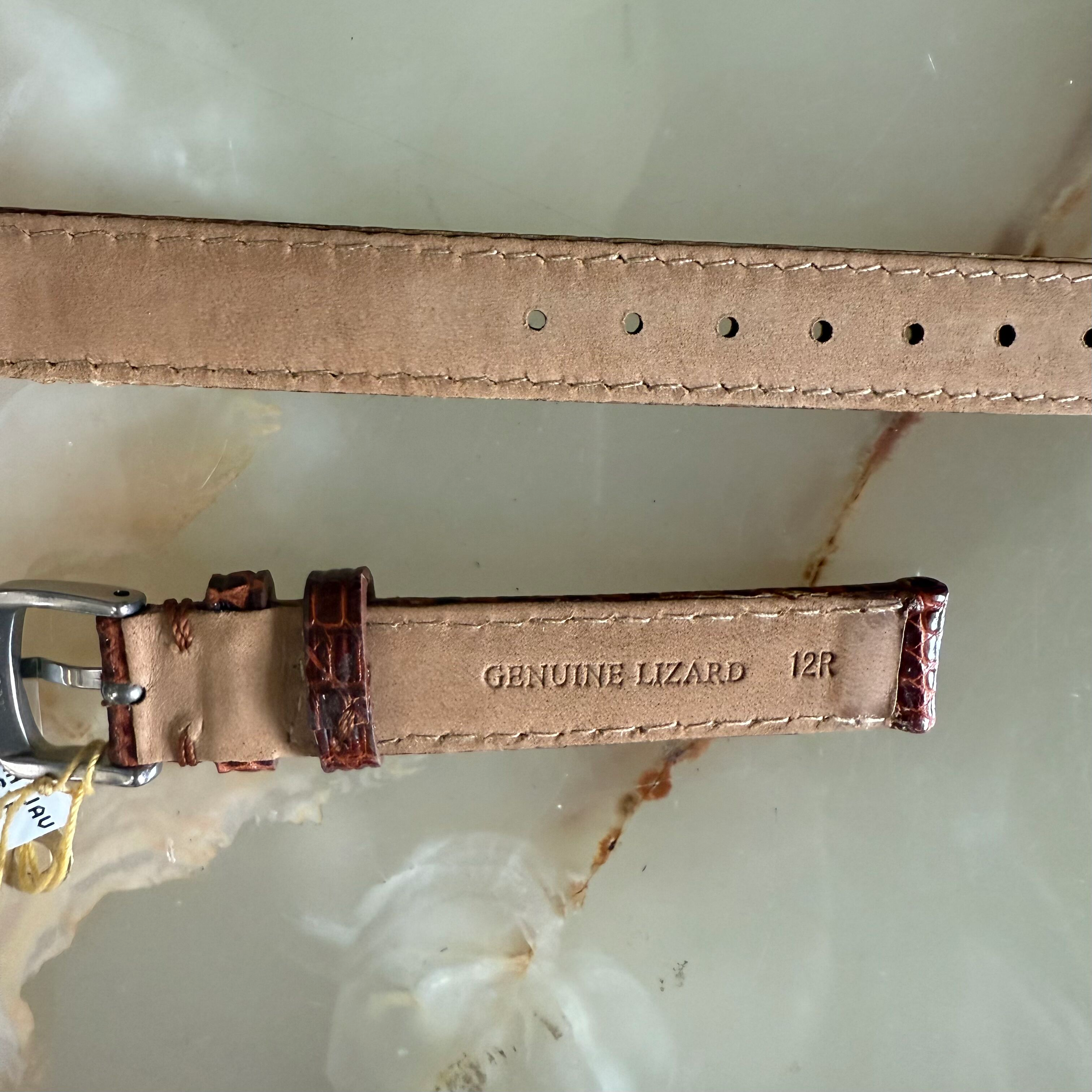 Genuine Lizard Brown Watch Strap Band 12mm Padded & Stitched w Buckle