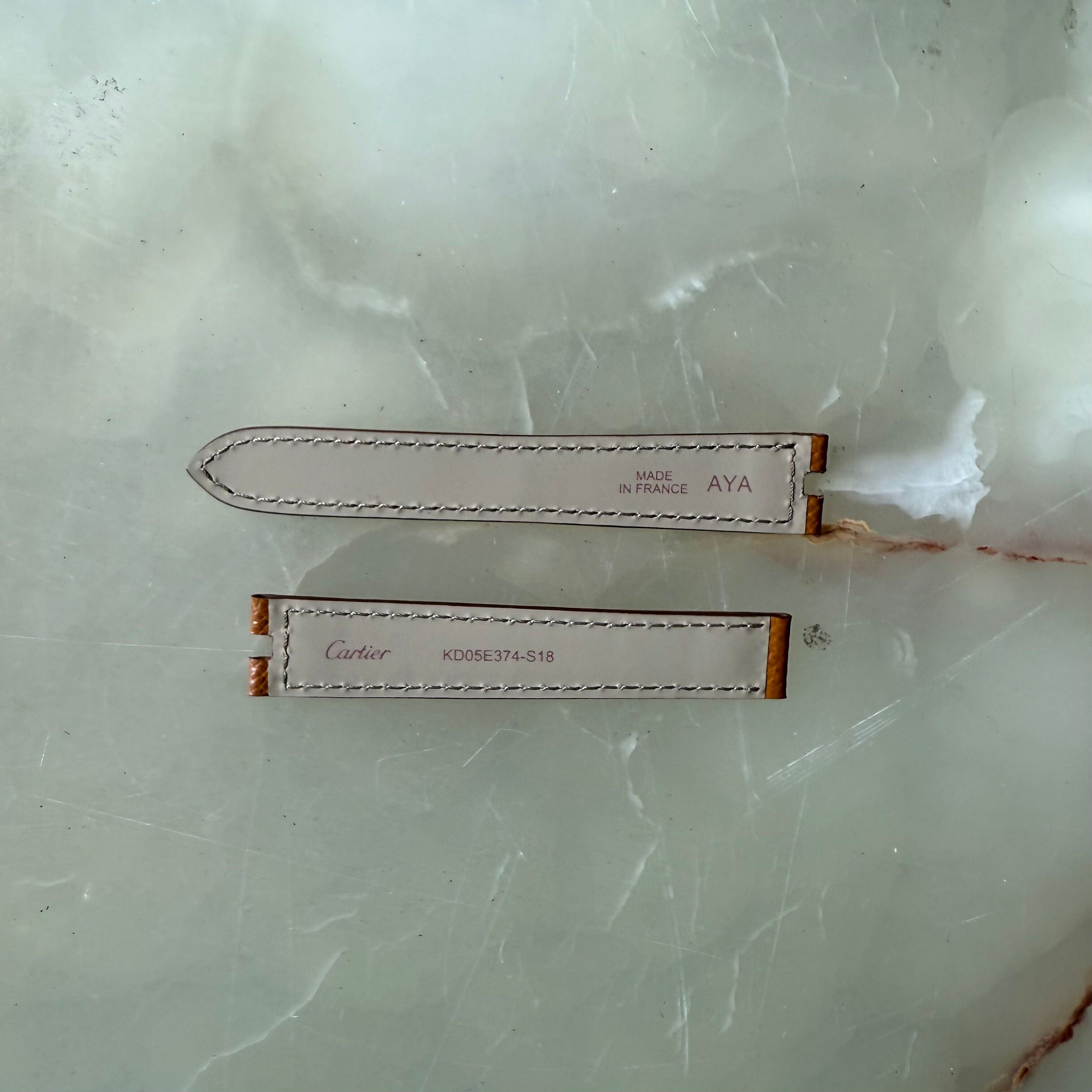 Authentic Cartier Baignoire Brown Calfskin Watch Strap Band 16mm KD05E374-S18