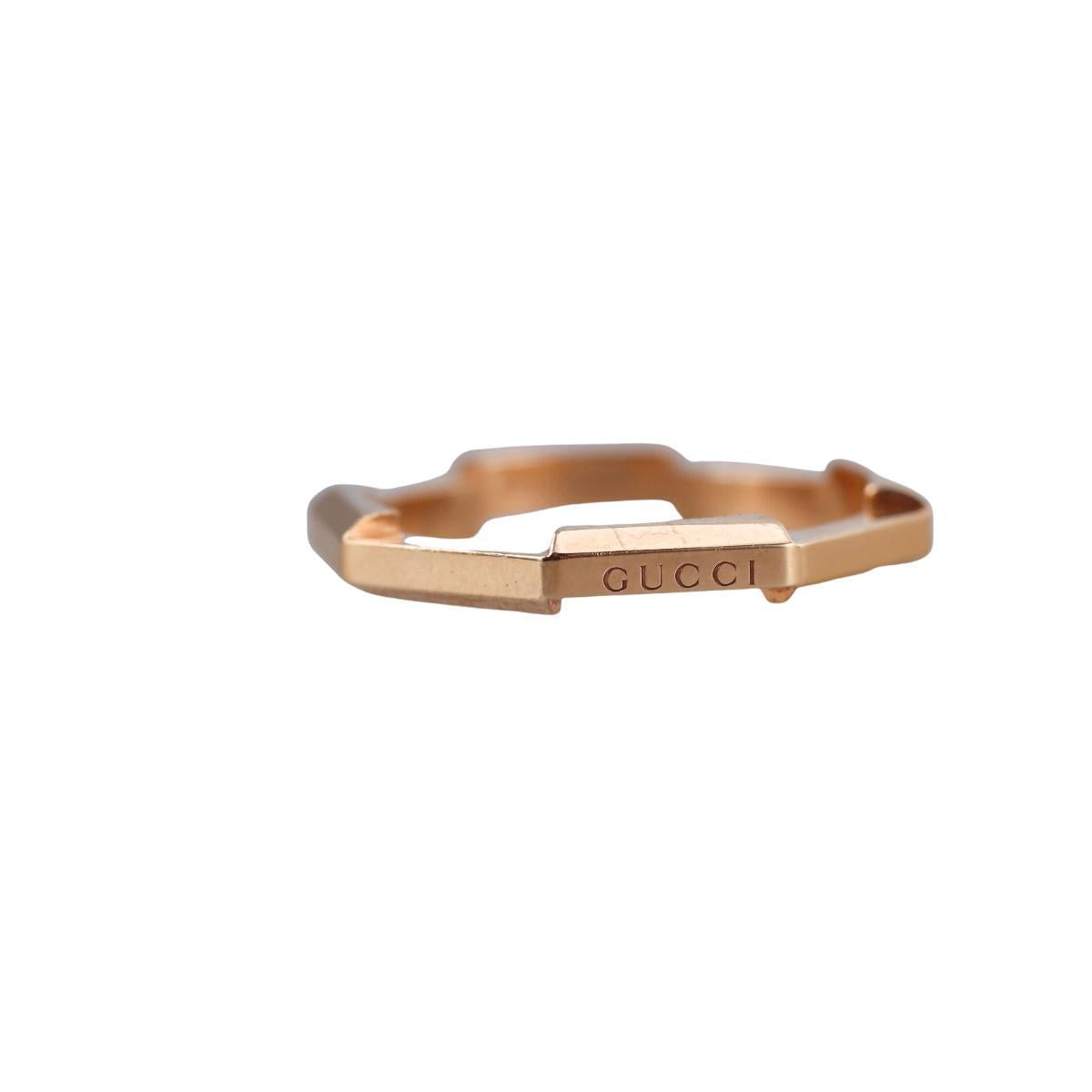 Gucci Link to Love 18K Rose Gold Studded 3mm Band Ring
