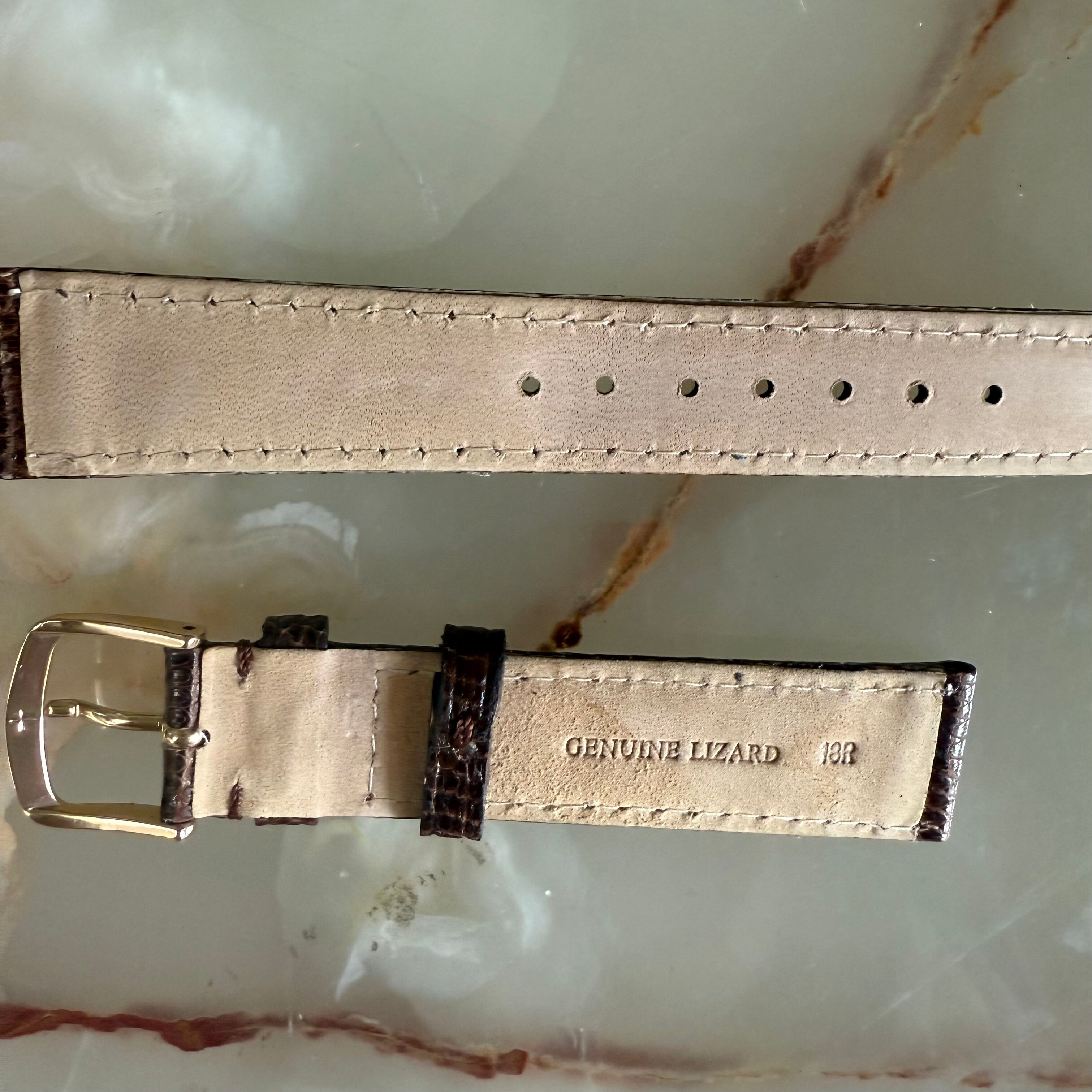 Genuine Lizard Brown Watch Strap Band 18mm Padded & Stitched w Buckle