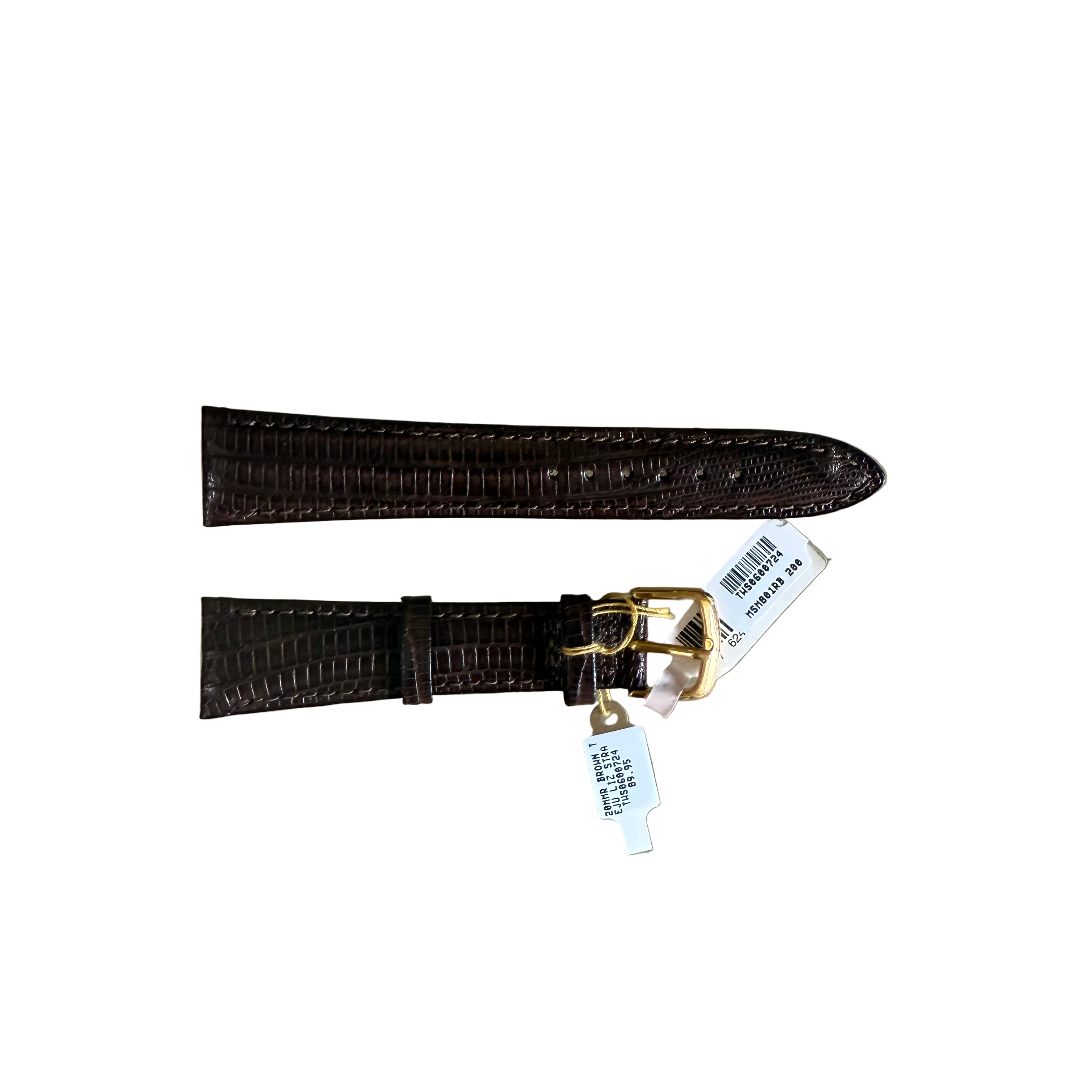 Genuine Lizard Brown Watch Strap Band 20mm Padded & Stitched w Buckle