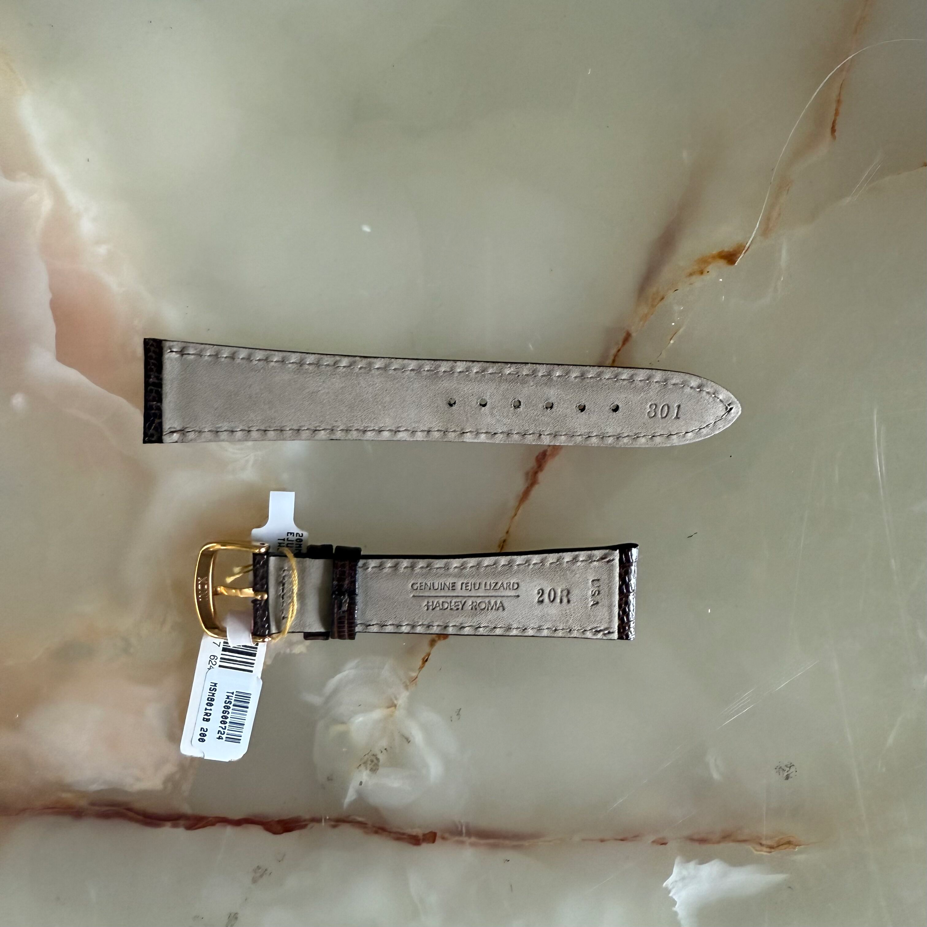 Genuine Lizard Brown Watch Strap Band 20mm Padded & Stitched w Buckle