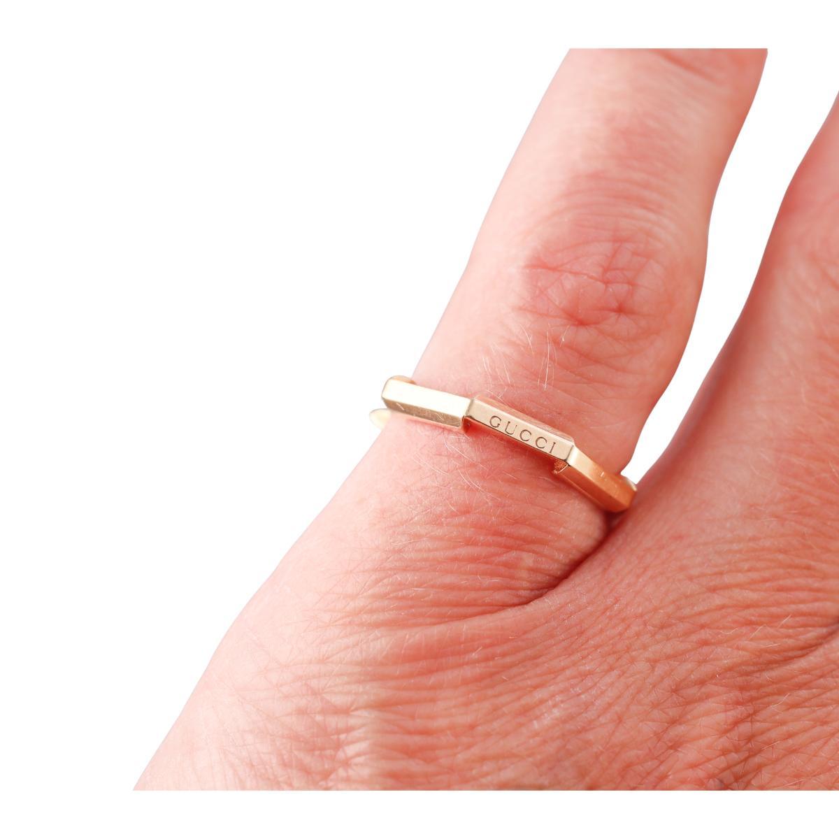 Gucci Link to Love 18K Rose Gold Studded 3mm Band Ring