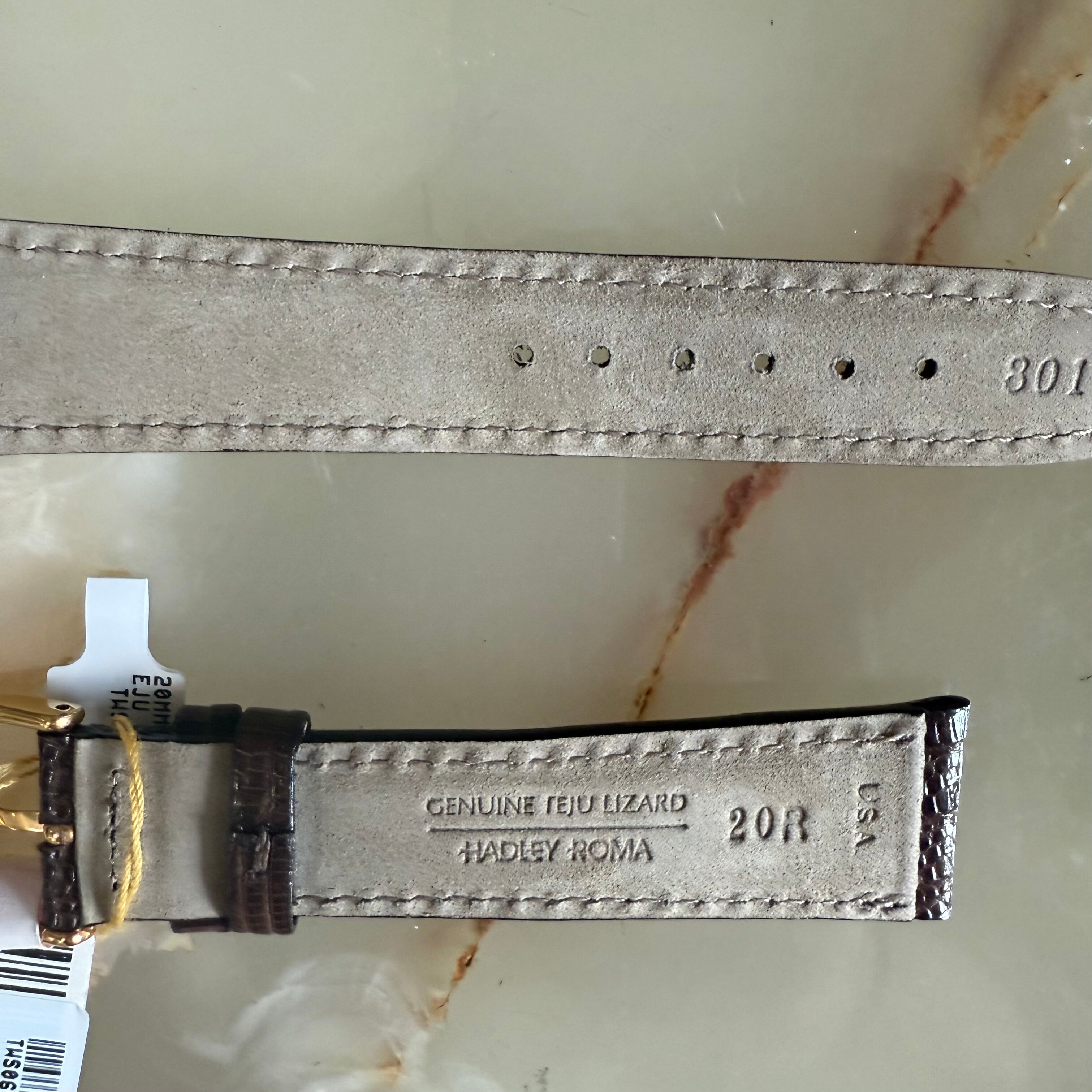 Genuine Lizard Brown Watch Strap Band 20mm Padded & Stitched w Buckle