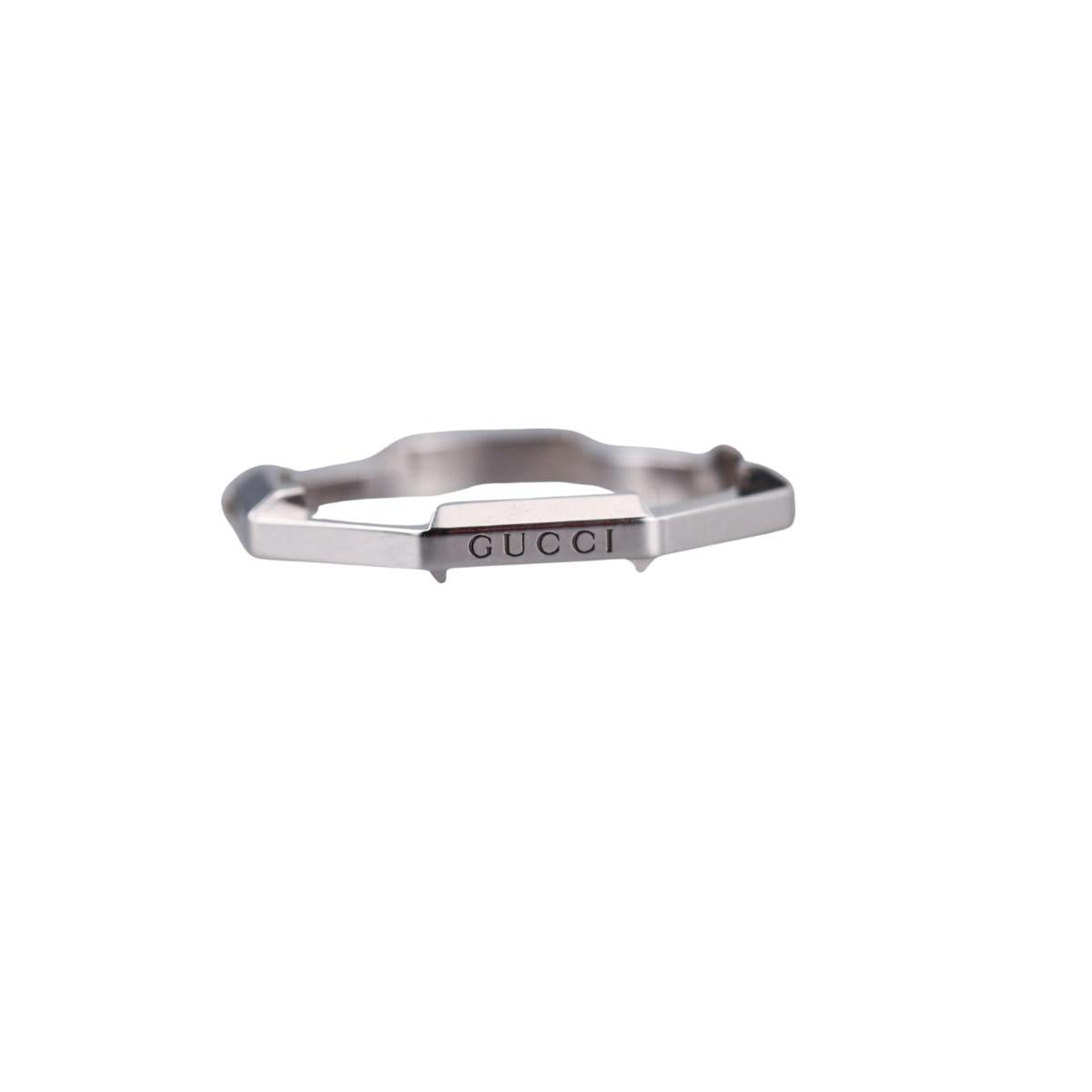 Gucci Link to Love 18K Gold Diamond Studded 3mm Band Ring