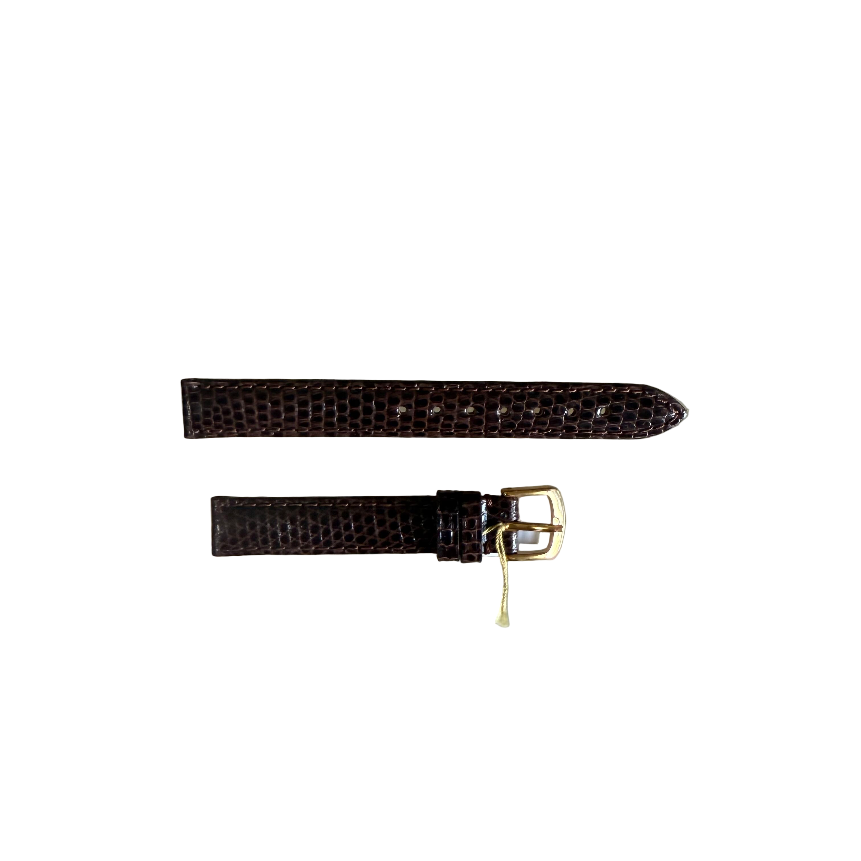 Genuine Lizard Brown Watch Strap Band 12mm Padded & Stitched w Buckle