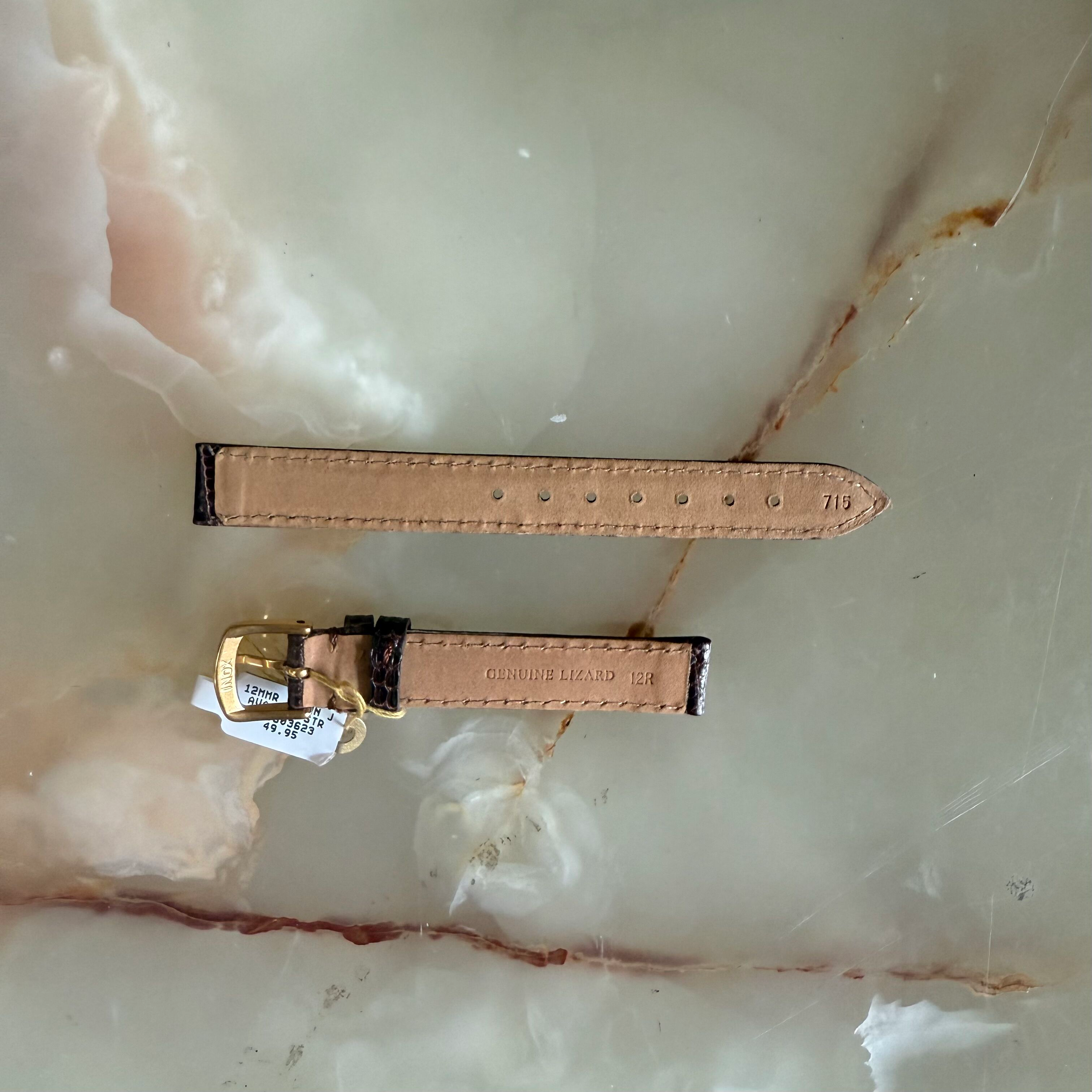 Genuine Lizard Brown Watch Strap Band 12mm Padded & Stitched w Buckle