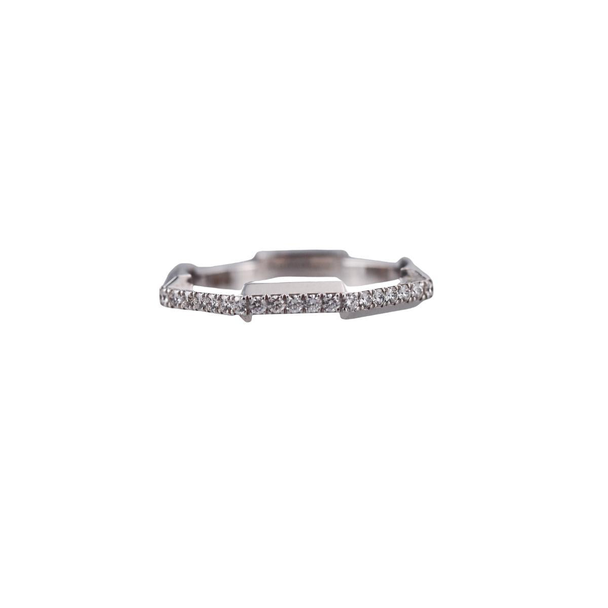 Gucci Link to Love 18K Gold Diamond Studded 3mm Band Ring