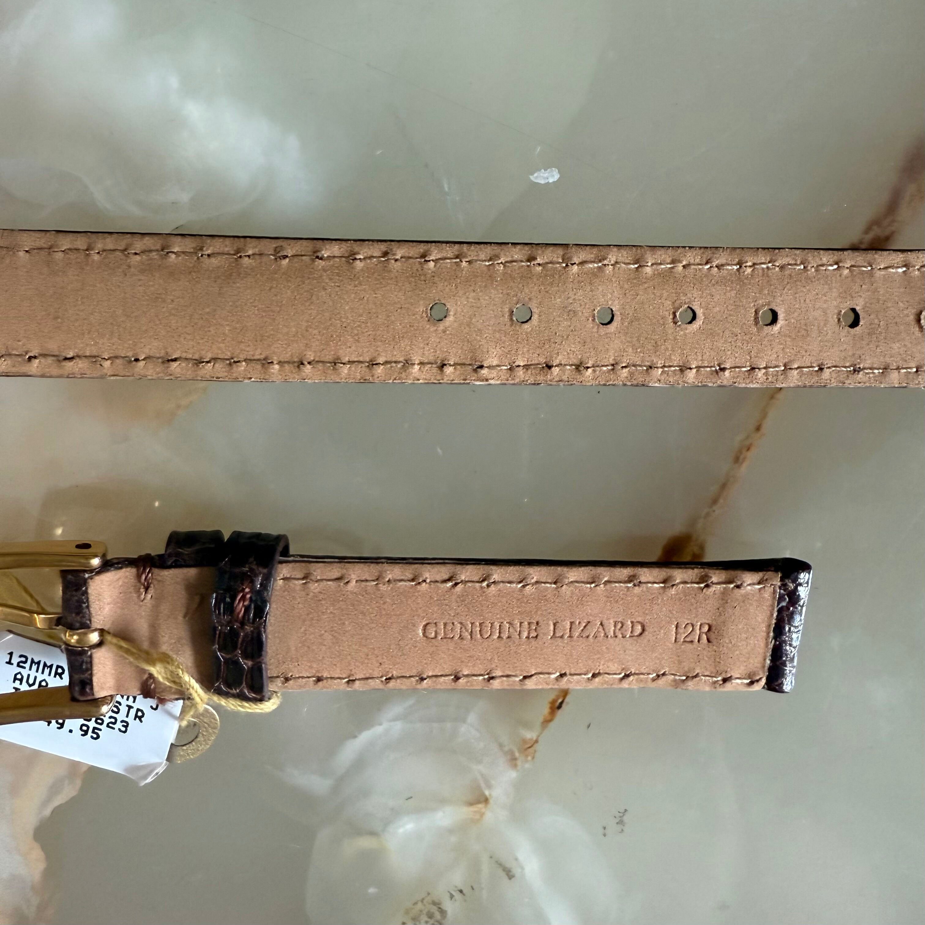 Genuine Lizard Brown Watch Strap Band 12mm Padded & Stitched w Buckle