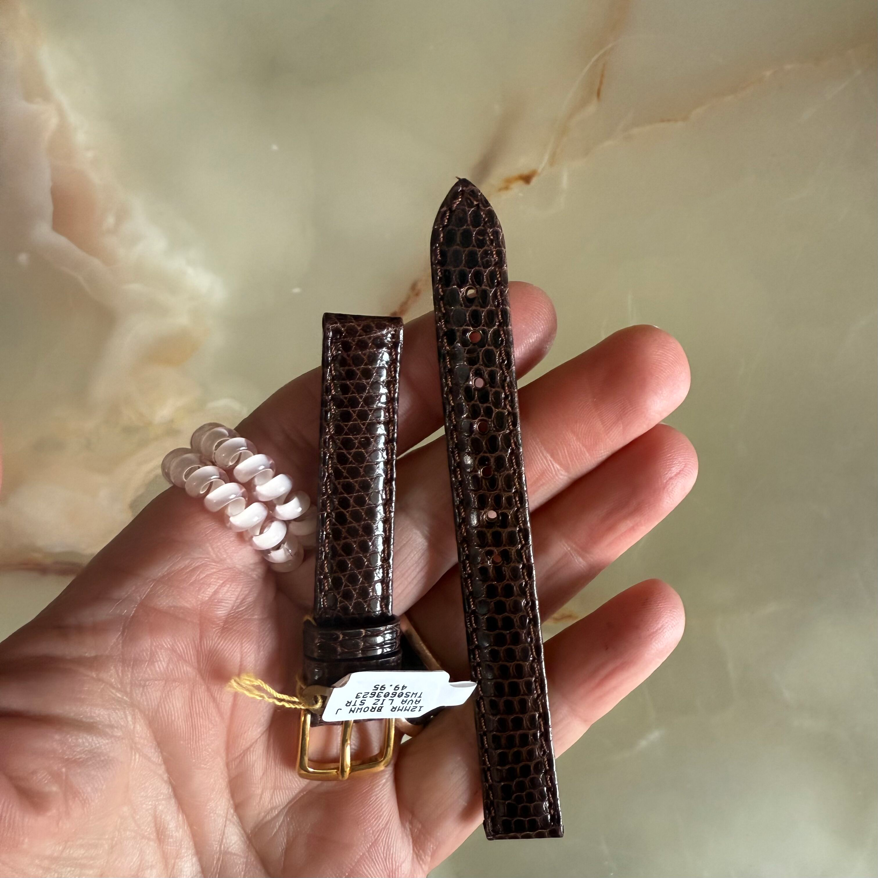 Genuine Lizard Brown Watch Strap Band 12mm Padded & Stitched w Buckle