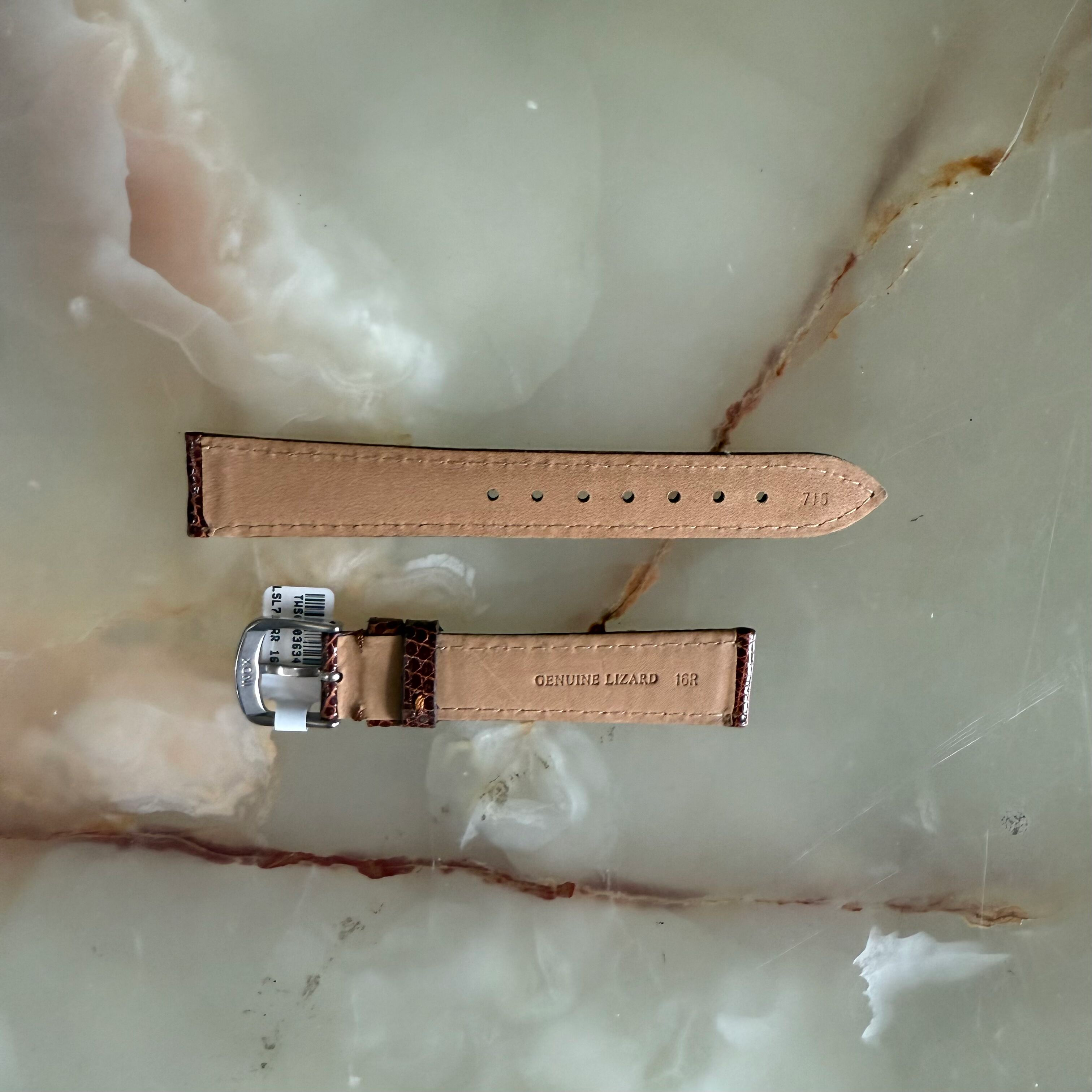 Genuine Lizard Brown Watch Strap Band 16mm Padded & Stitched w Buckle