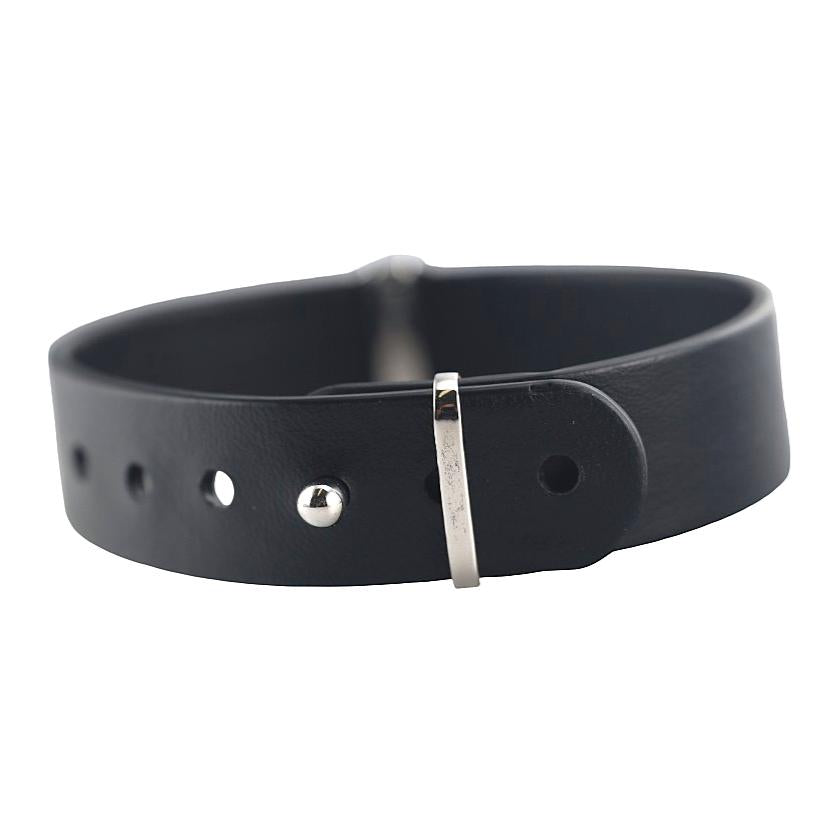 Lalique L'Homme Alpha Man Black Crystal Sterling Leather Bracelet 10683100