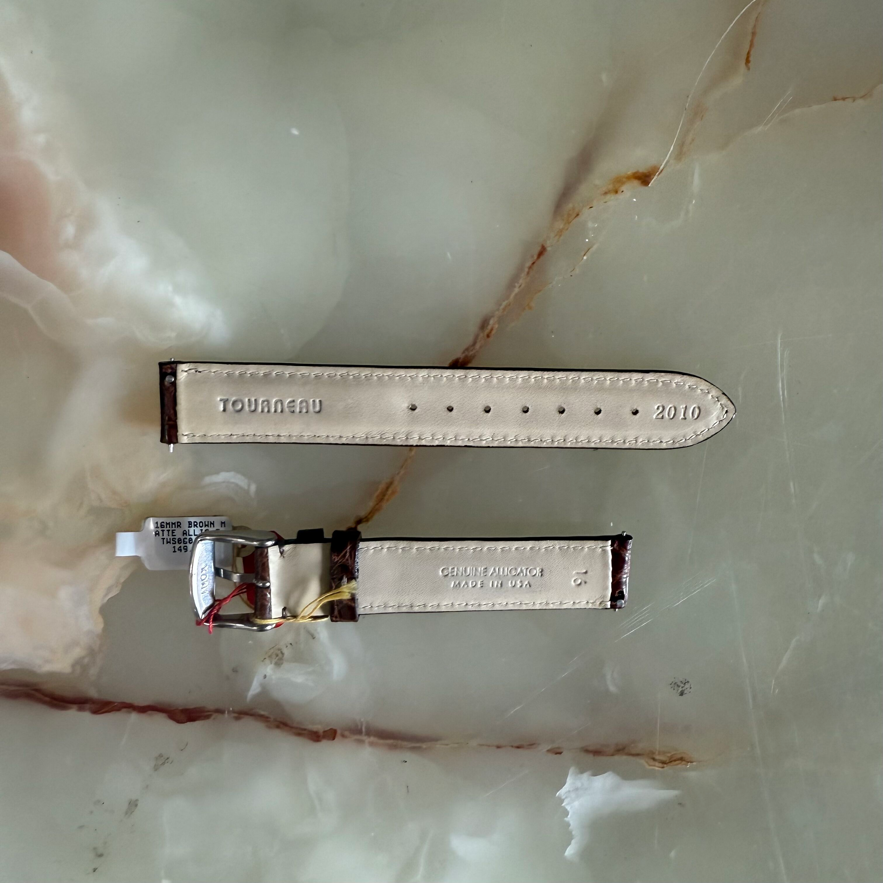 Genuine Alligator Brown Watch Strap Band 16mm Padded & Stitched w Buckle